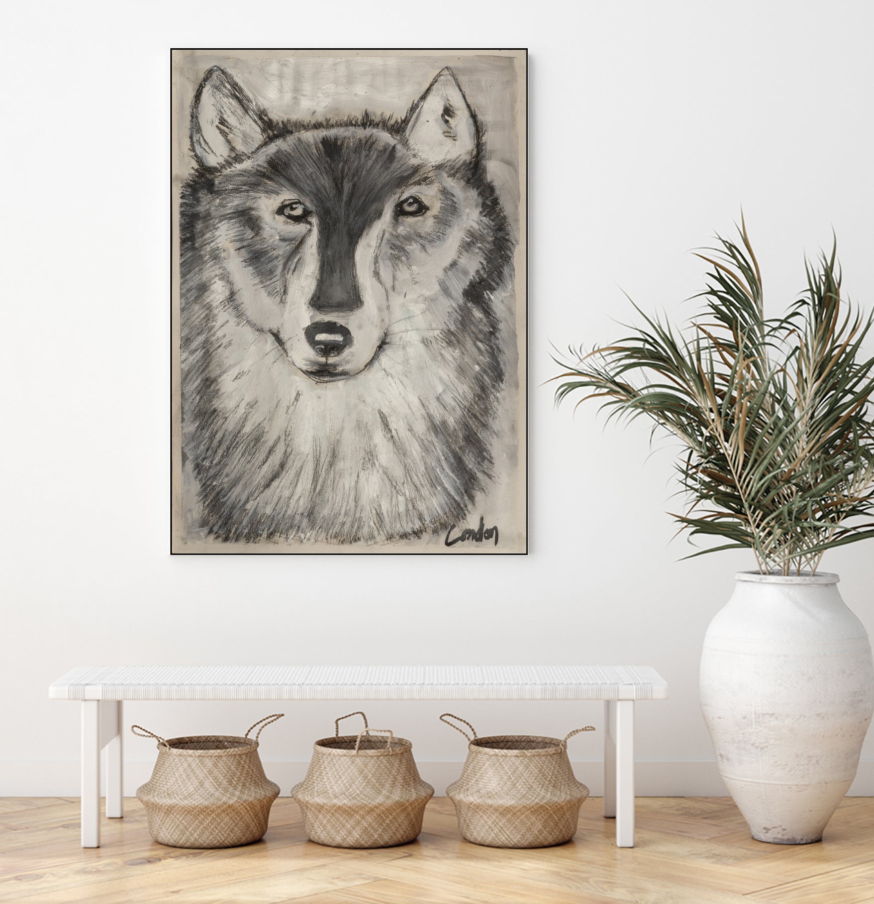 Wolfie by Janet London on GIANT ART - black and white abstract wolf