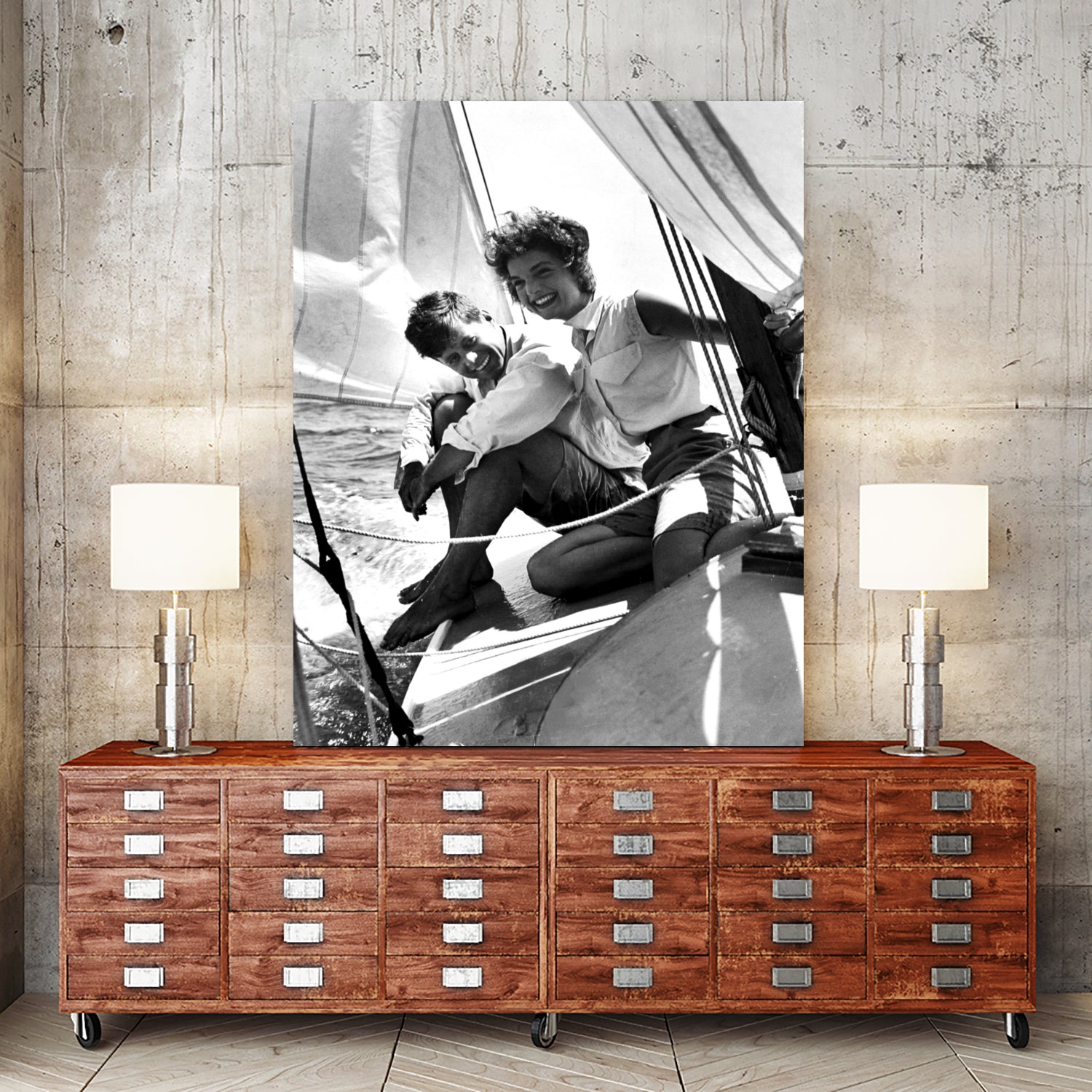 Jackie and Jack on a Boat by M Studio on GIANT ART - black and white  photography