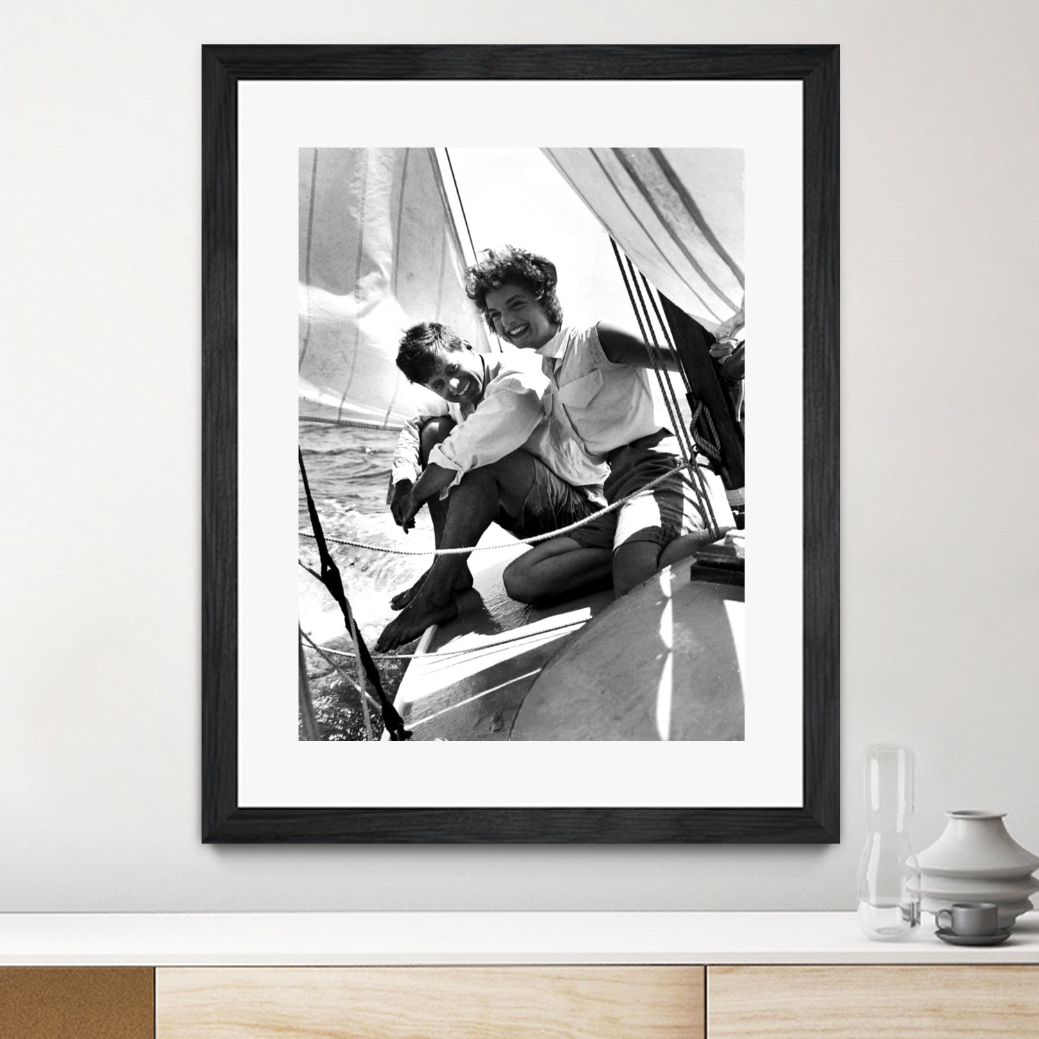 Jackie and Jack on a Boat by M Studio on GIANT ART - black and white  photography