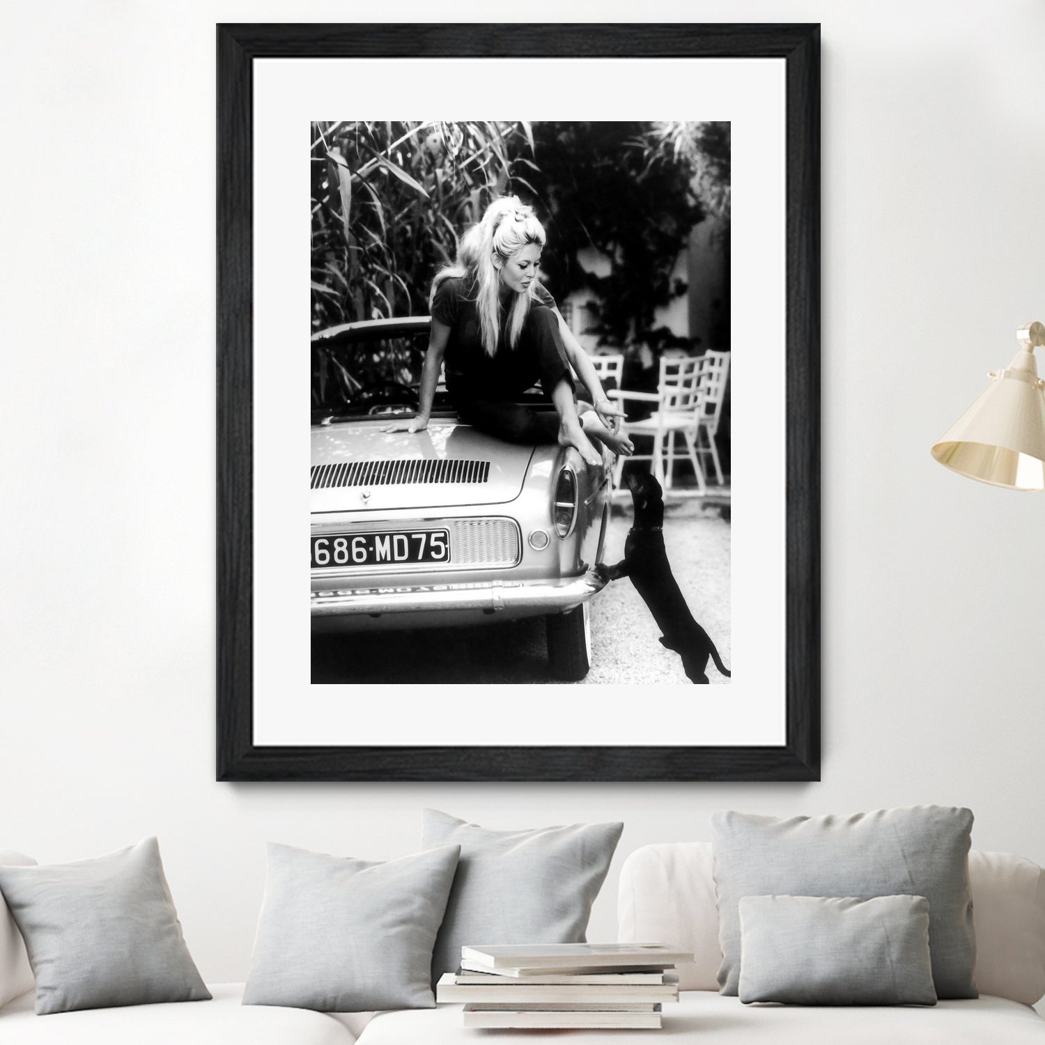 Brigitte Bardot  with her dog in St. Tropez, 1962 by M Studio on GIANT ART - black and white photographie bardot