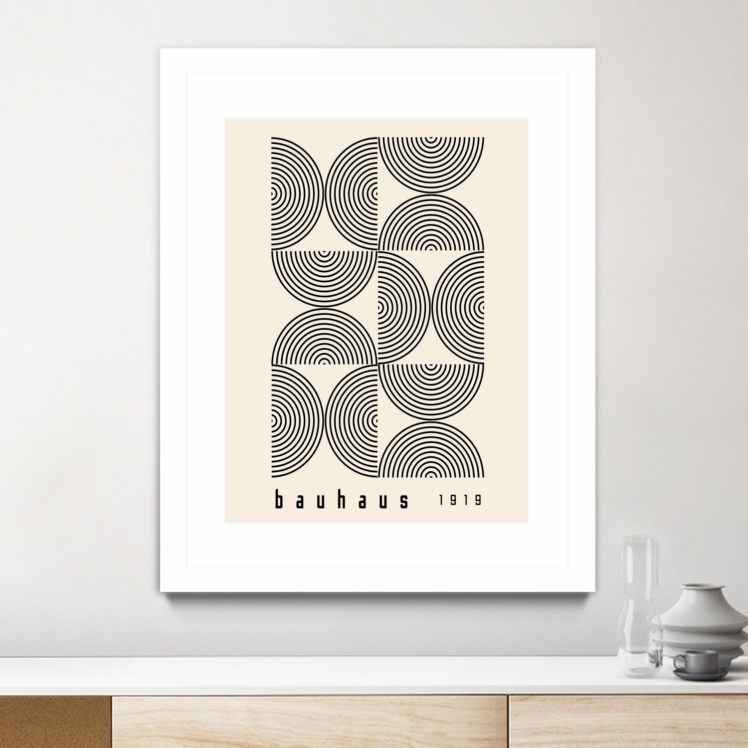 Bauhaus 1919 by M studio on GIANT ART - beige abstact framed canvas