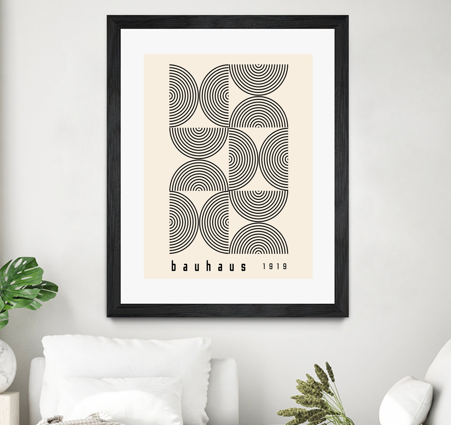 Bauhaus 1919 by M studio on GIANT ART - beige abstact framed canvas