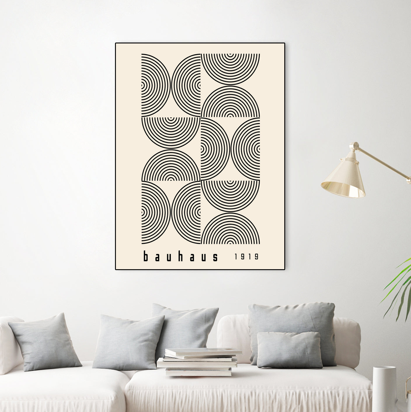 Bauhaus 1919 by M studio on GIANT ART - beige abstact framed canvas