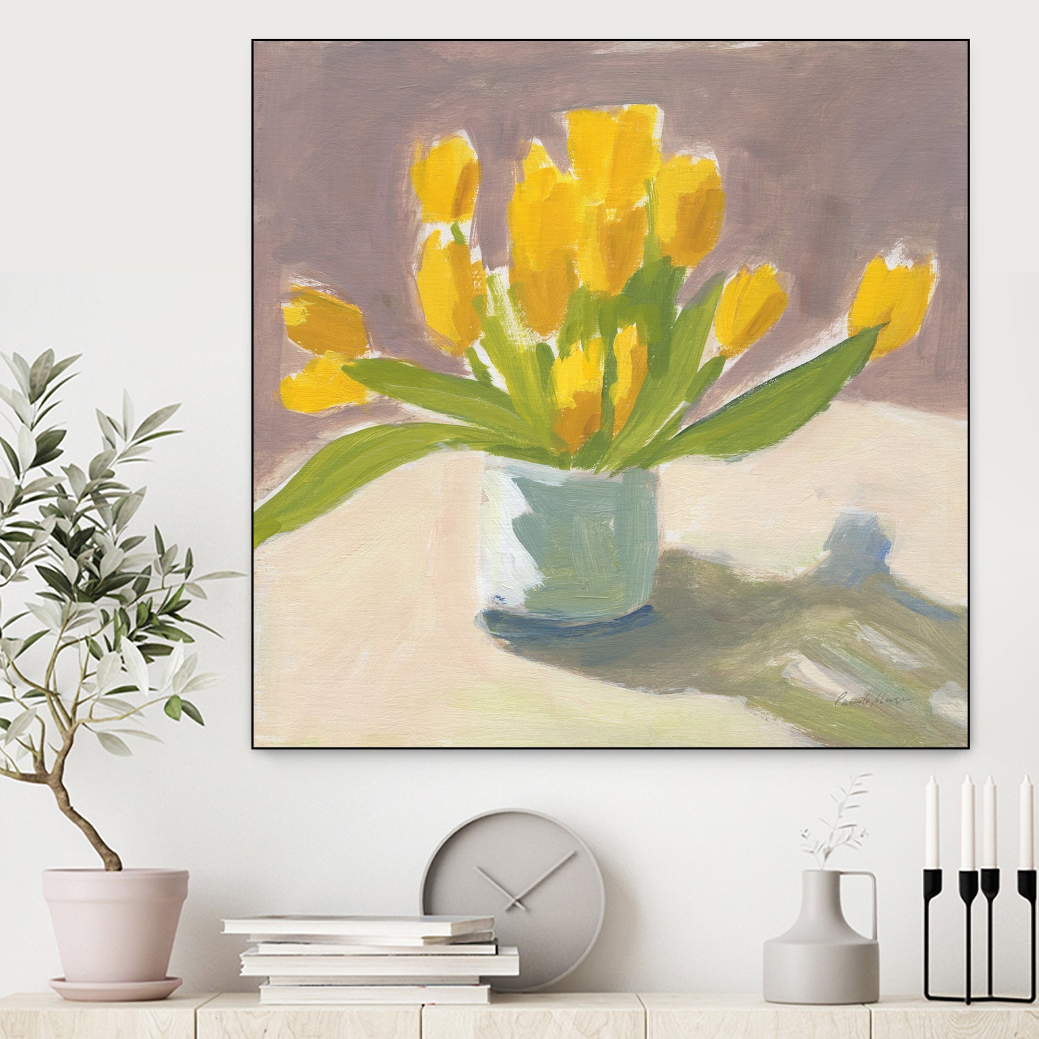 Sunny Tulips by Pamela Munger on GIANT ART - cream botanical