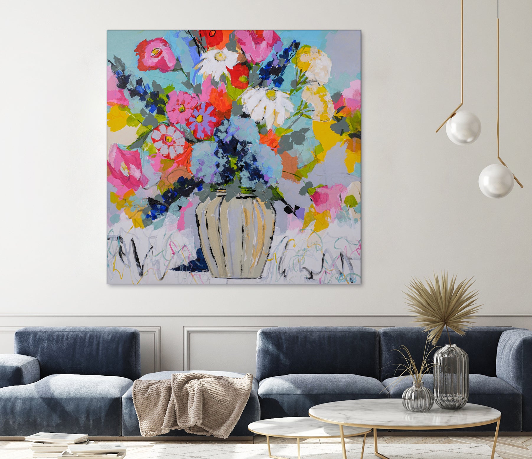 A Vibrant Floral No. 1 by Joan Curtis on GIANT ART - blue contemporary