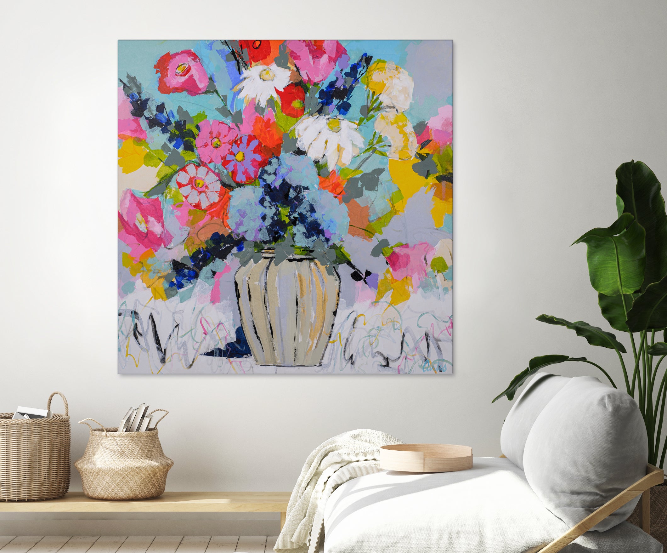 A Vibrant Floral No. 1 by Joan Curtis on GIANT ART - blue contemporary