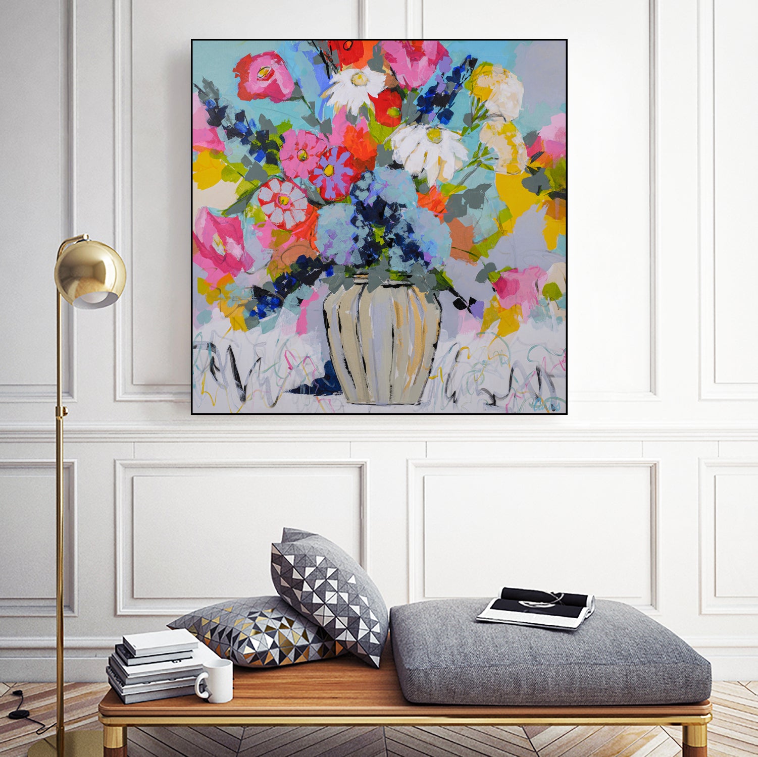 A Vibrant Floral No. 1 by Joan Curtis on GIANT ART - blue contemporary