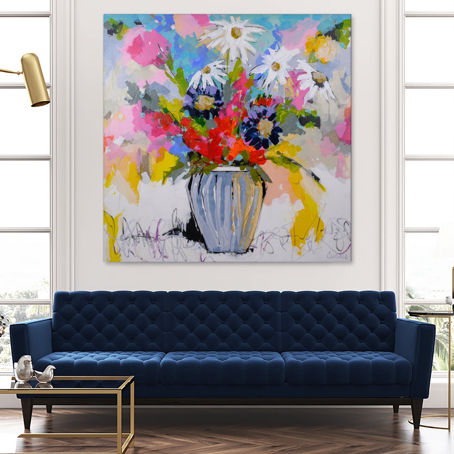 A Vibrant Floral No. 2 by Joan Curtis on GIANT ART - blue contemporary