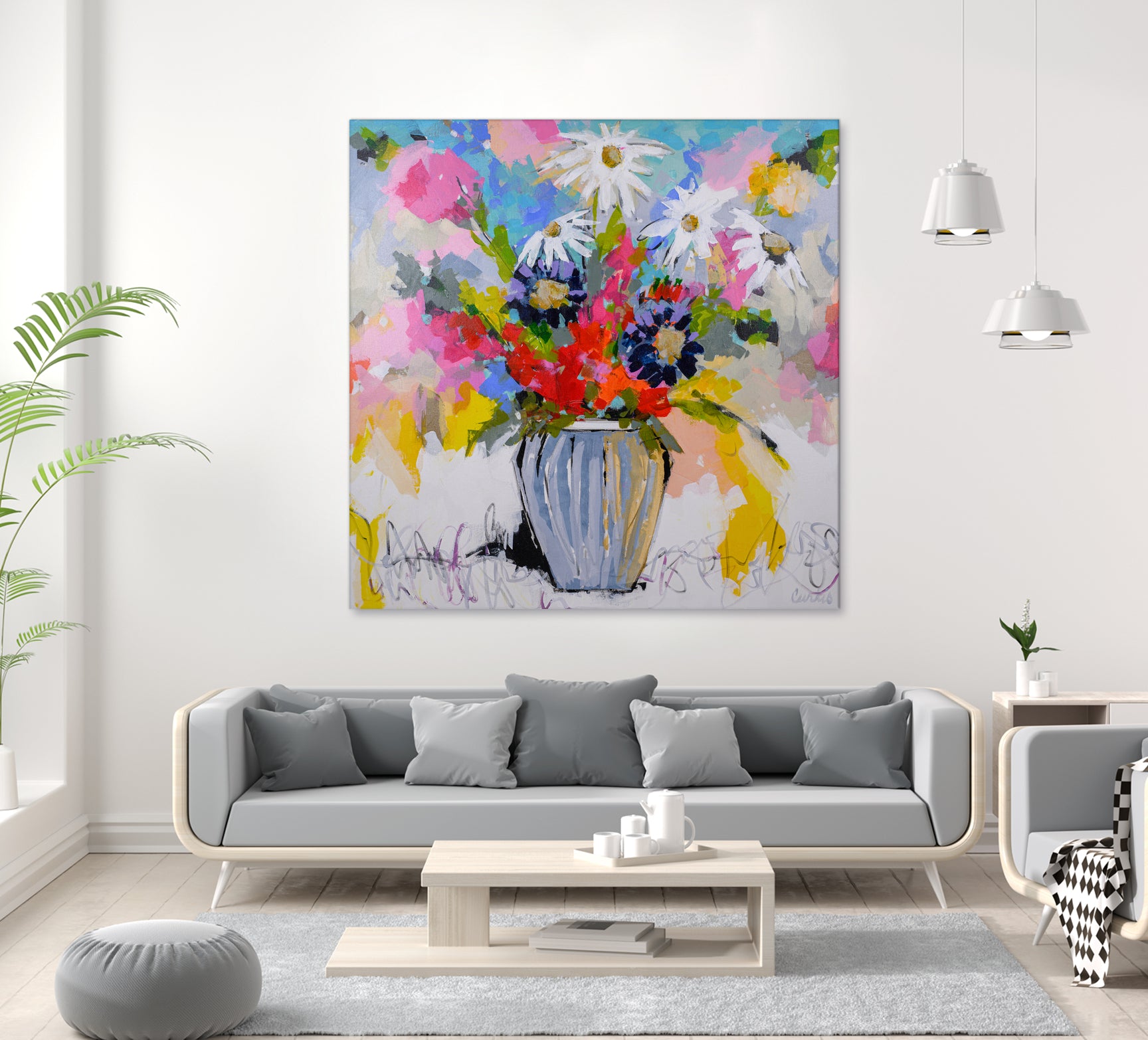 A Vibrant Floral No. 2 by Joan Curtis on GIANT ART - blue contemporary