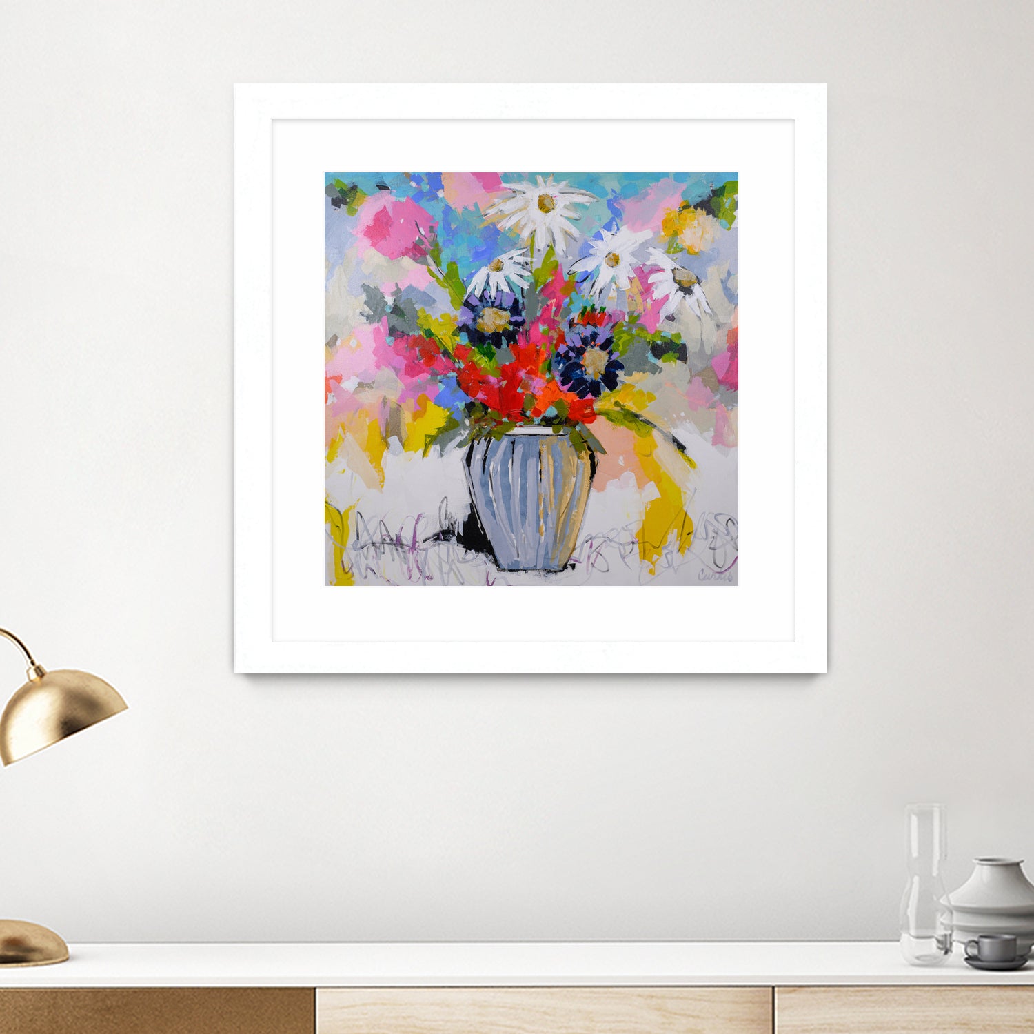 A Vibrant Floral No. 2 by Joan Curtis on GIANT ART - blue contemporary