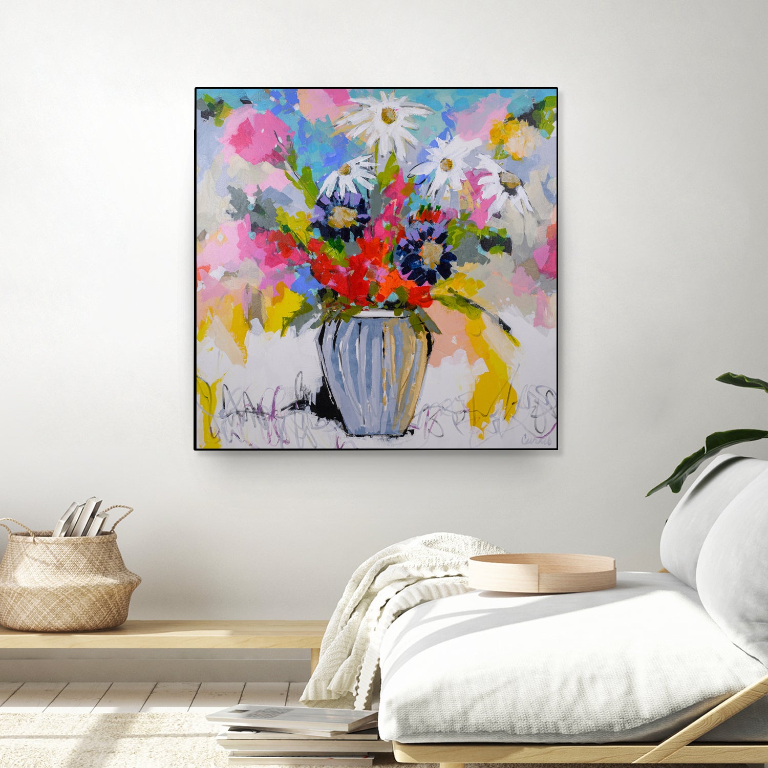 A Vibrant Floral No. 2 by Joan Curtis on GIANT ART - blue contemporary