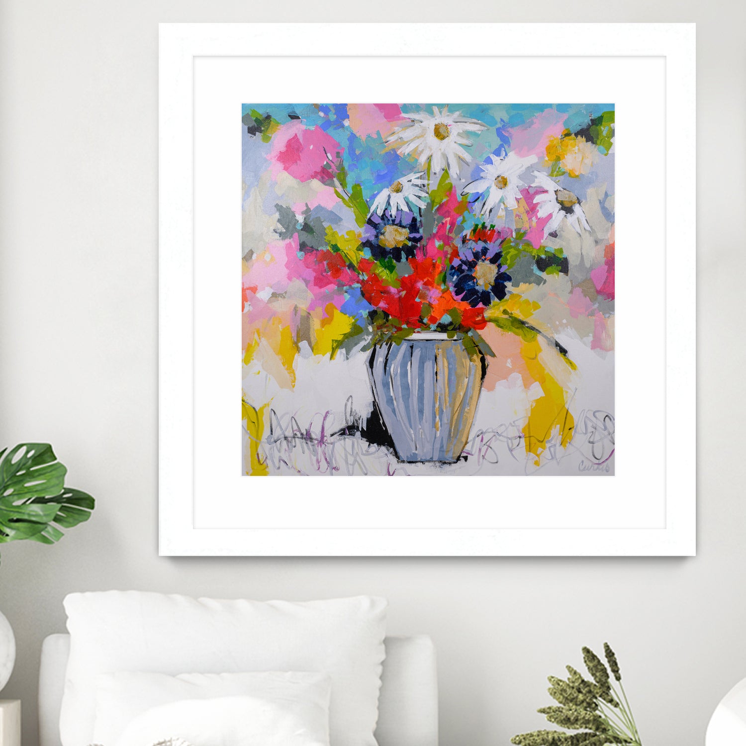 A Vibrant Floral No. 2 by Joan Curtis on GIANT ART - blue contemporary