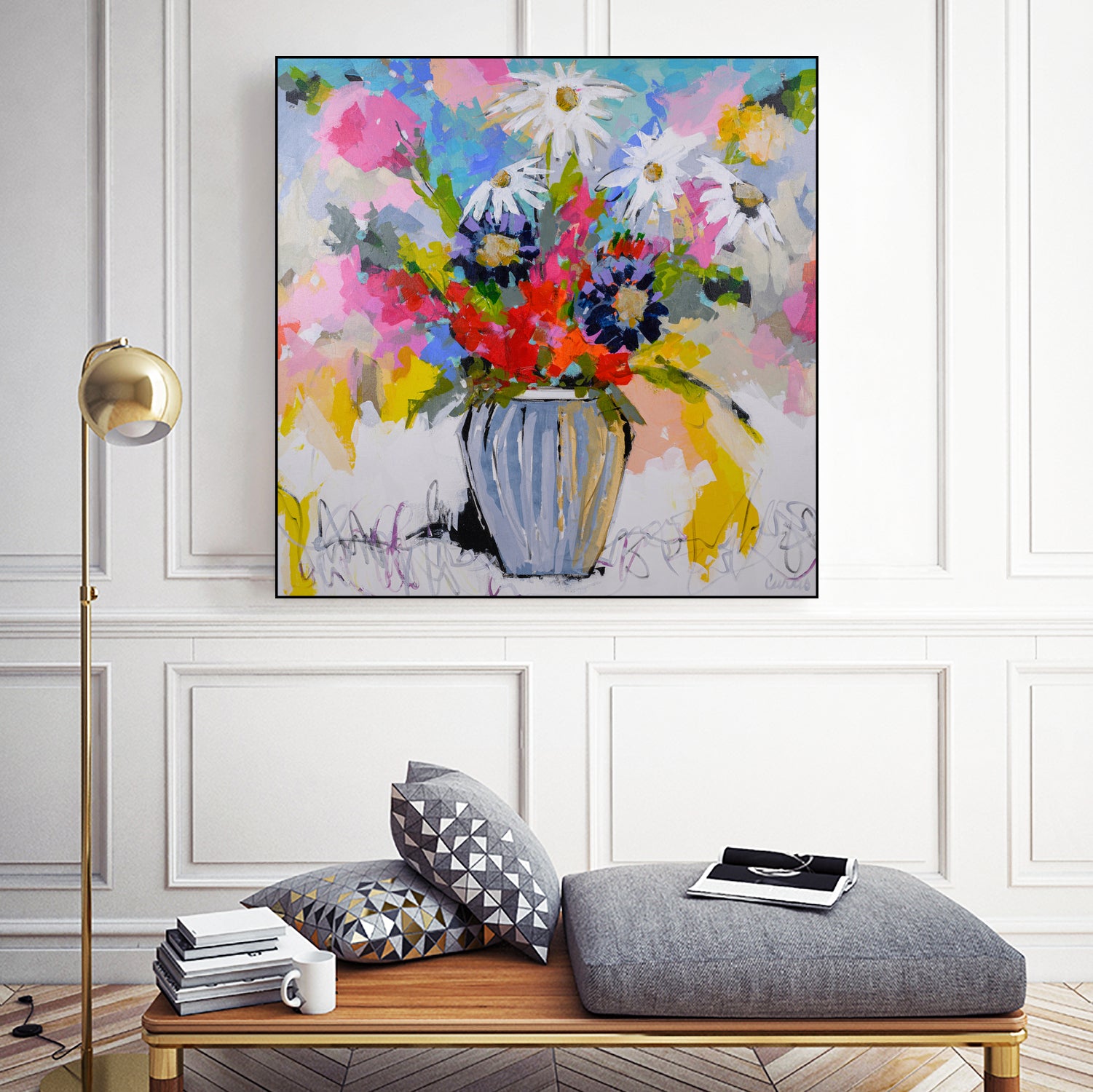 A Vibrant Floral No. 2 by Joan Curtis on GIANT ART - blue contemporary