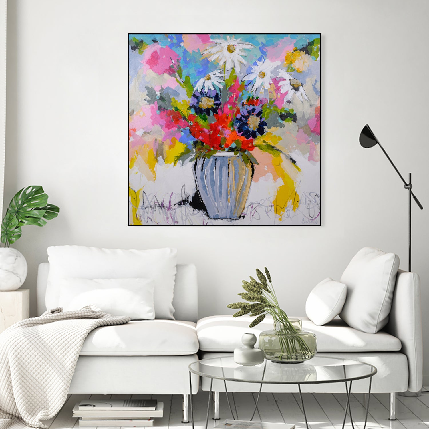 A Vibrant Floral No. 2 by Joan Curtis on GIANT ART - blue contemporary