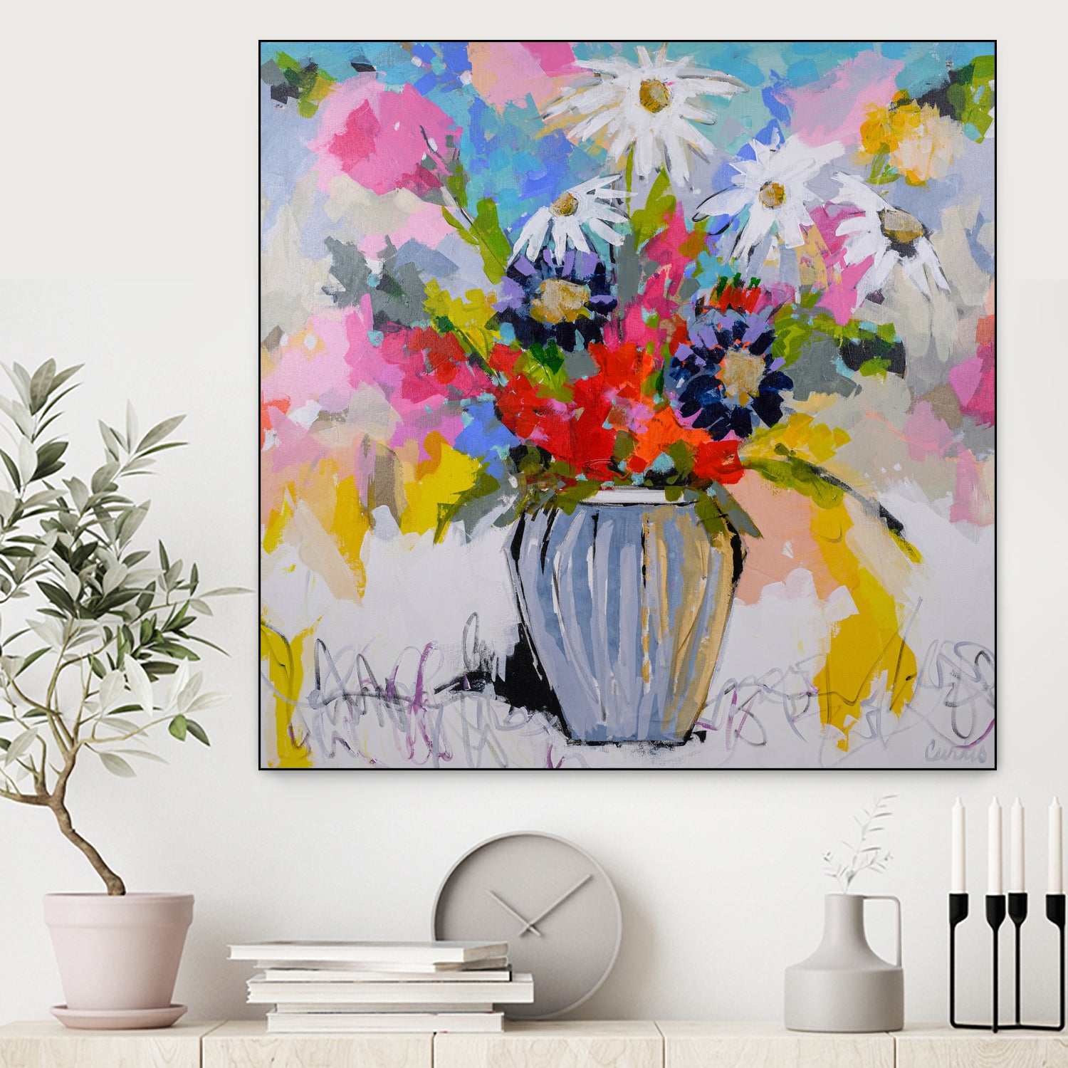 A Vibrant Floral No. 2 by Joan Curtis on GIANT ART - blue contemporary