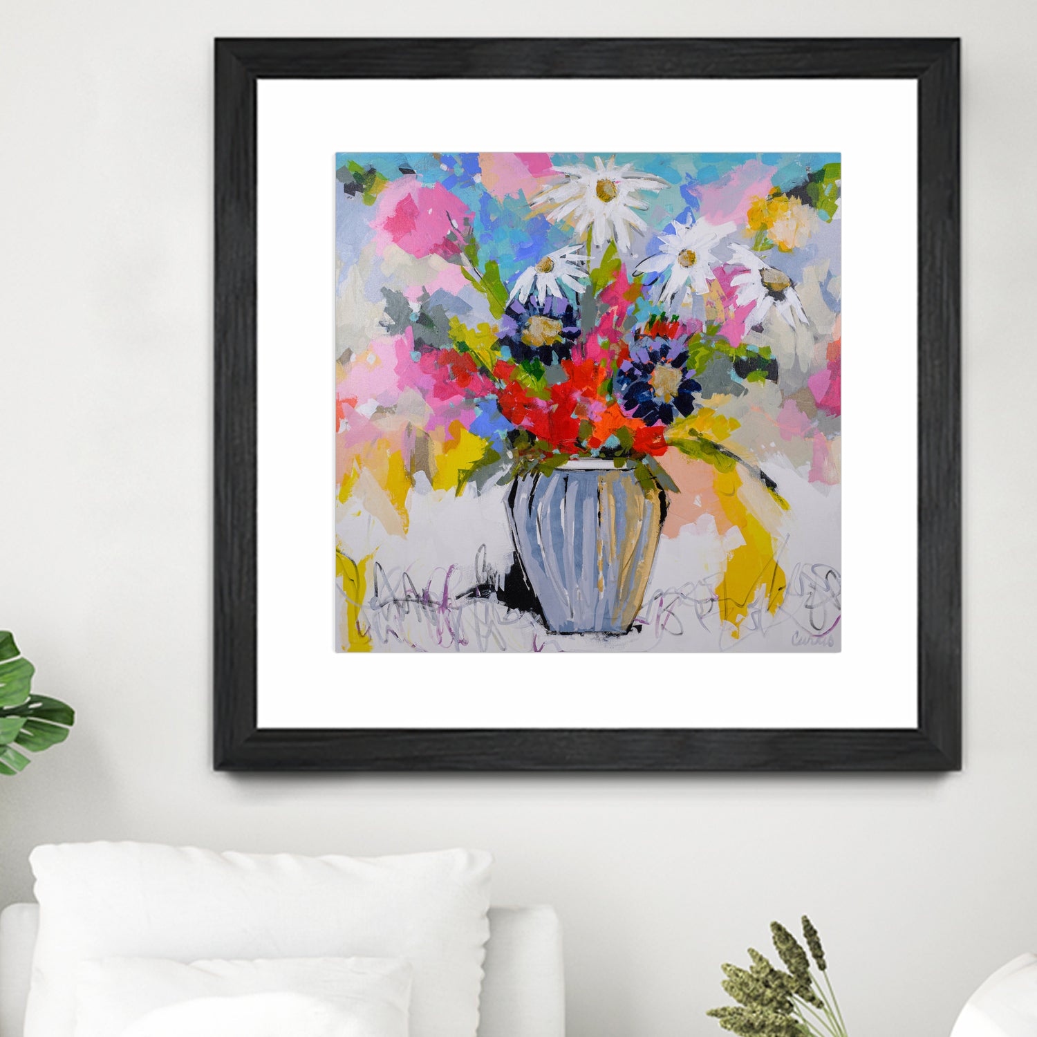 A Vibrant Floral No. 2 by Joan Curtis on GIANT ART - blue contemporary