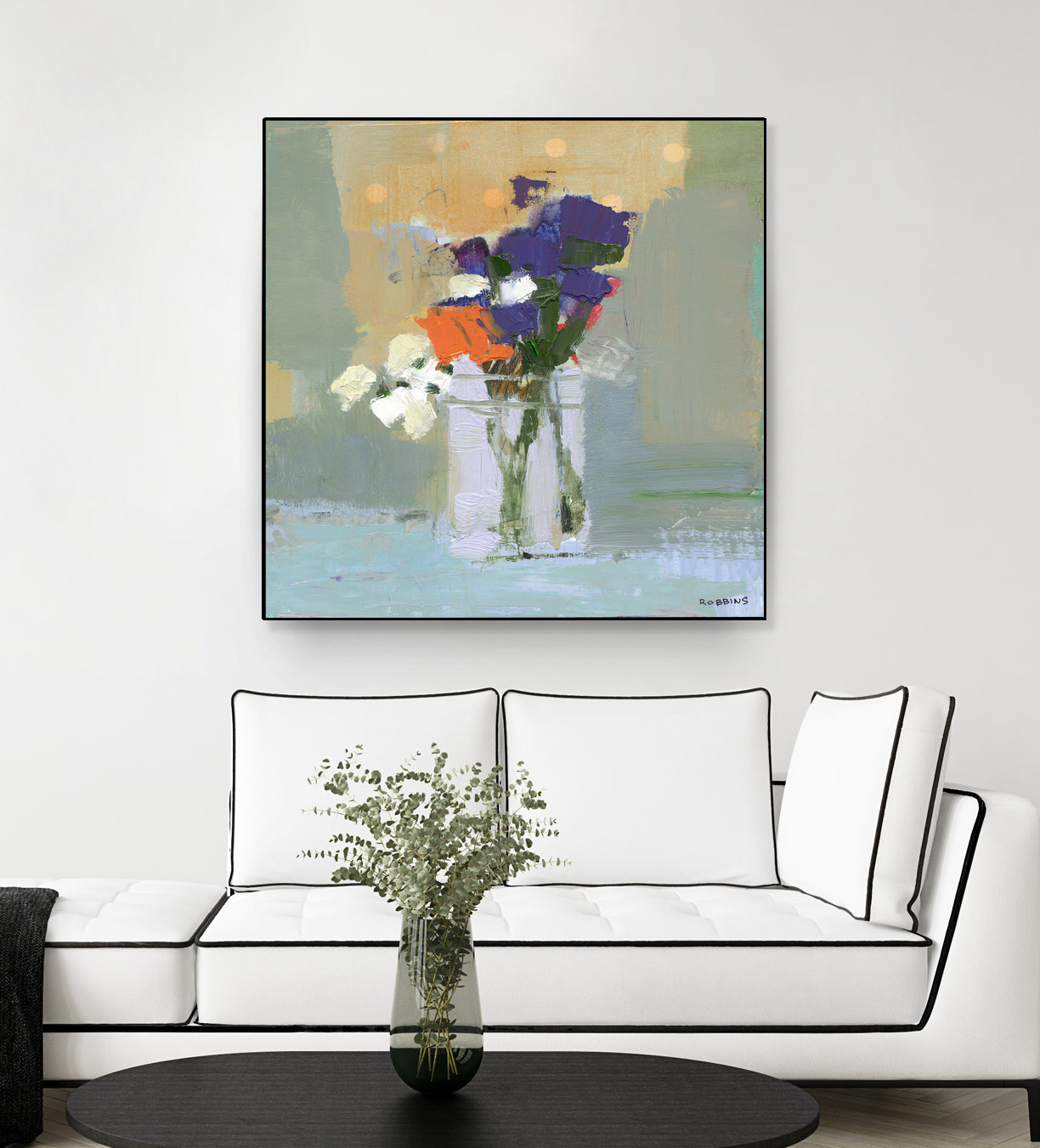 Bouquet With Polka Dots No. 8 by Kathleen Robbins on GIANT ART - gray contemporary