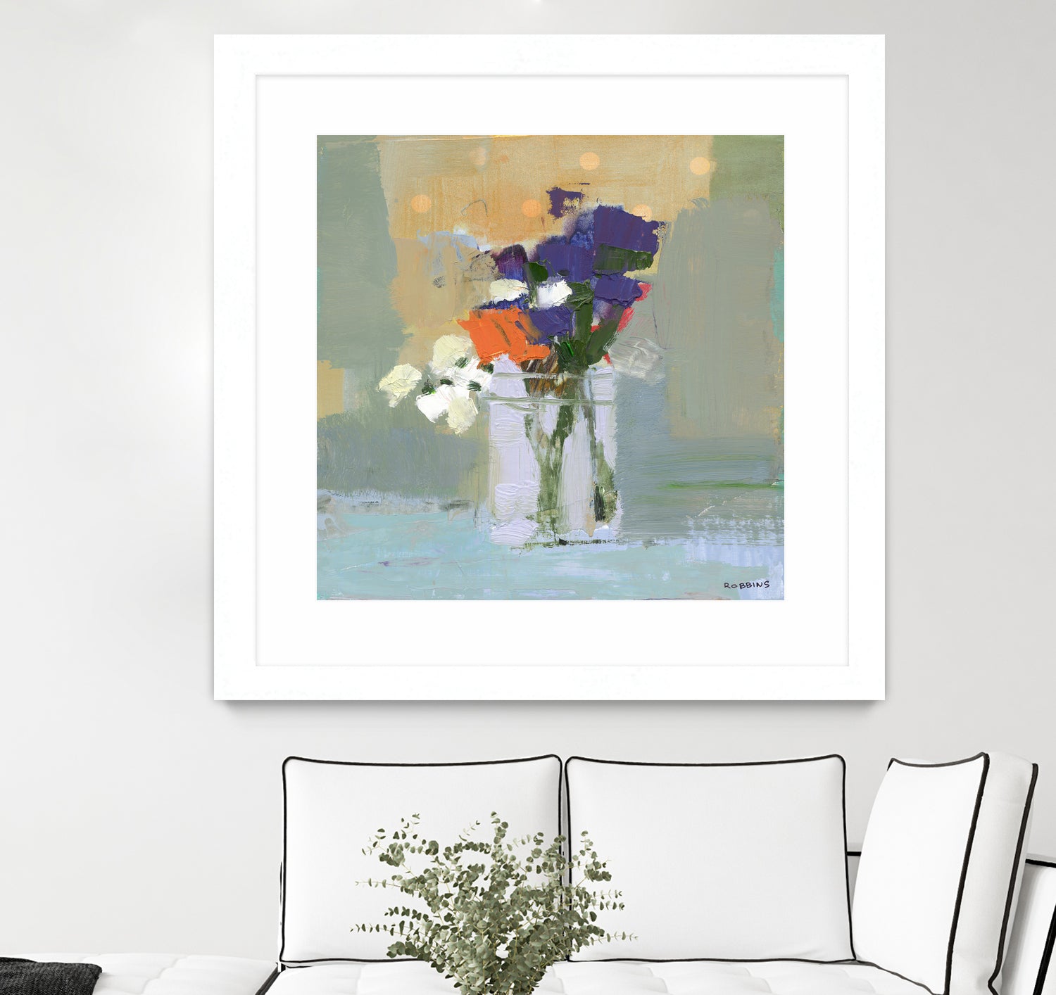 Bouquet With Polka Dots No. 8 by Kathleen Robbins on GIANT ART - gray contemporary