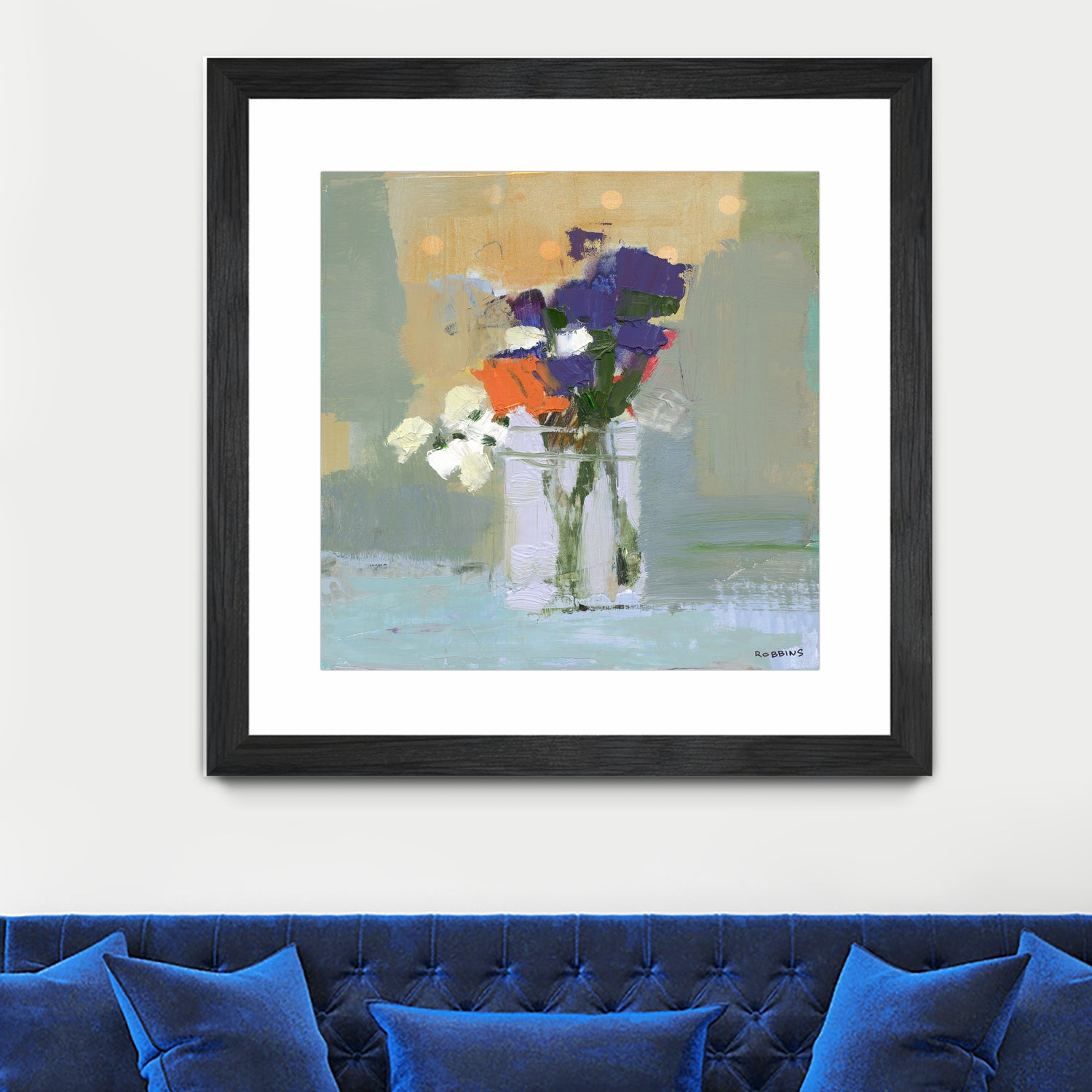 Bouquet With Polka Dots No. 8 by Kathleen Robbins on GIANT ART - gray contemporary