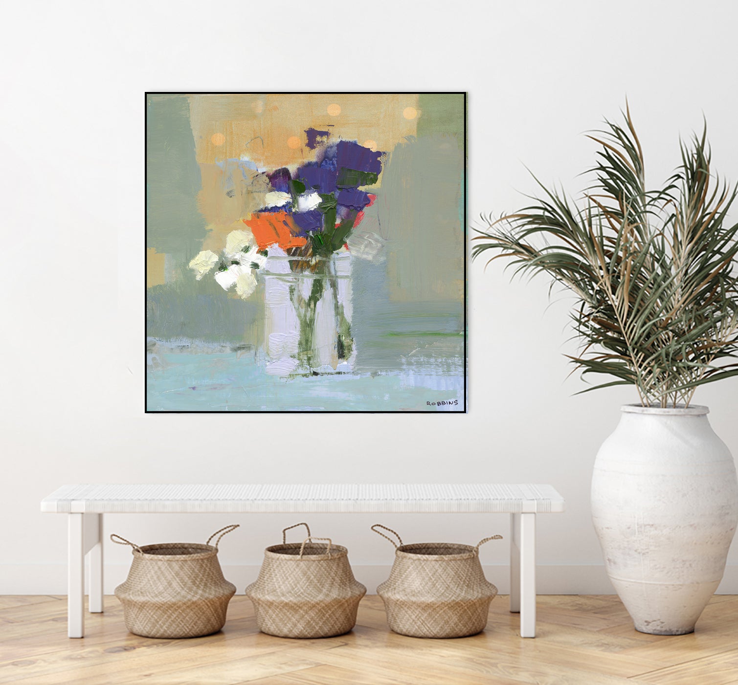 Bouquet With Polka Dots No. 8 by Kathleen Robbins on GIANT ART - gray contemporary