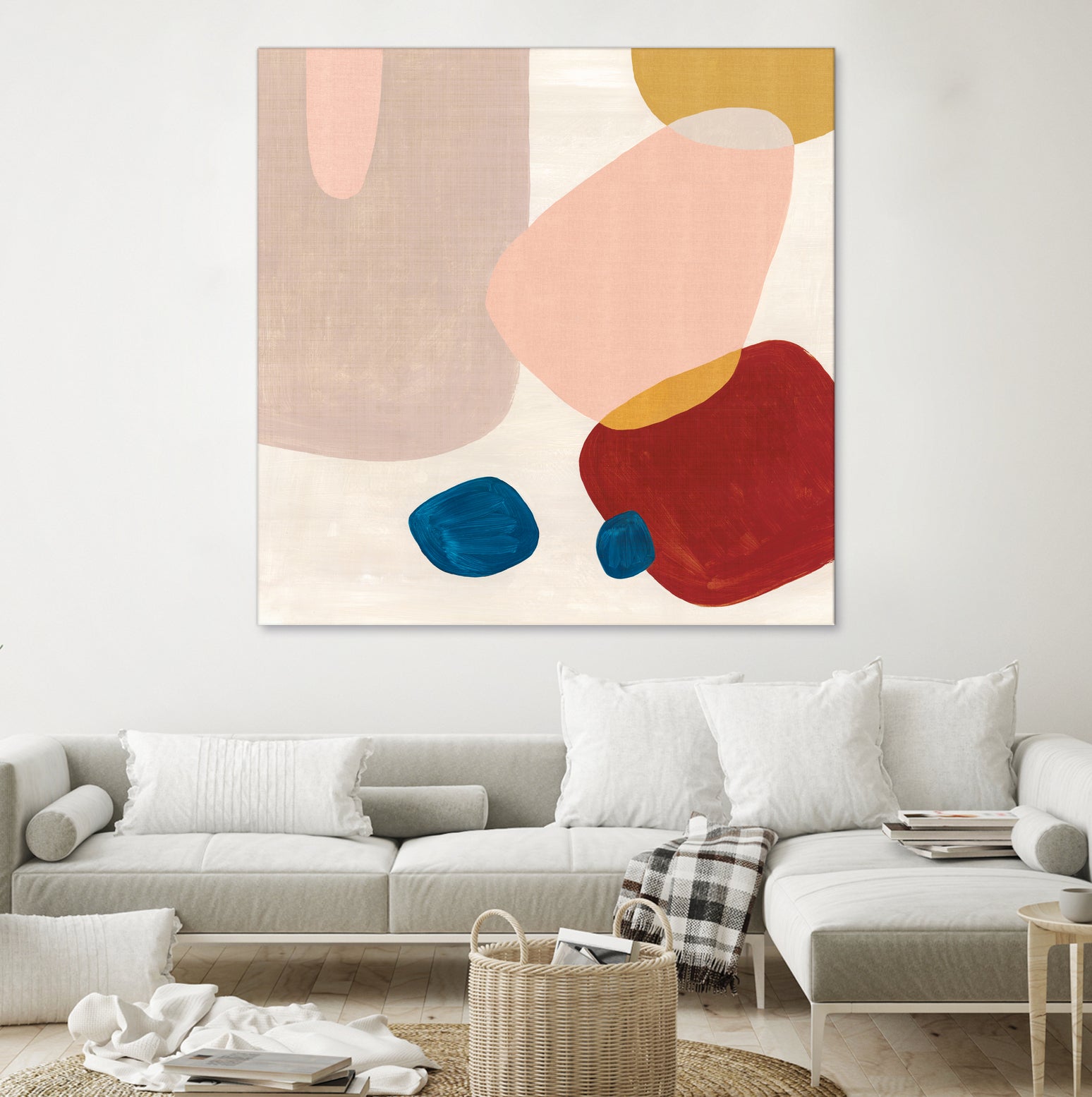 Pink Pebbles III by Eva Watts on GIANT ART - blue  shapes 