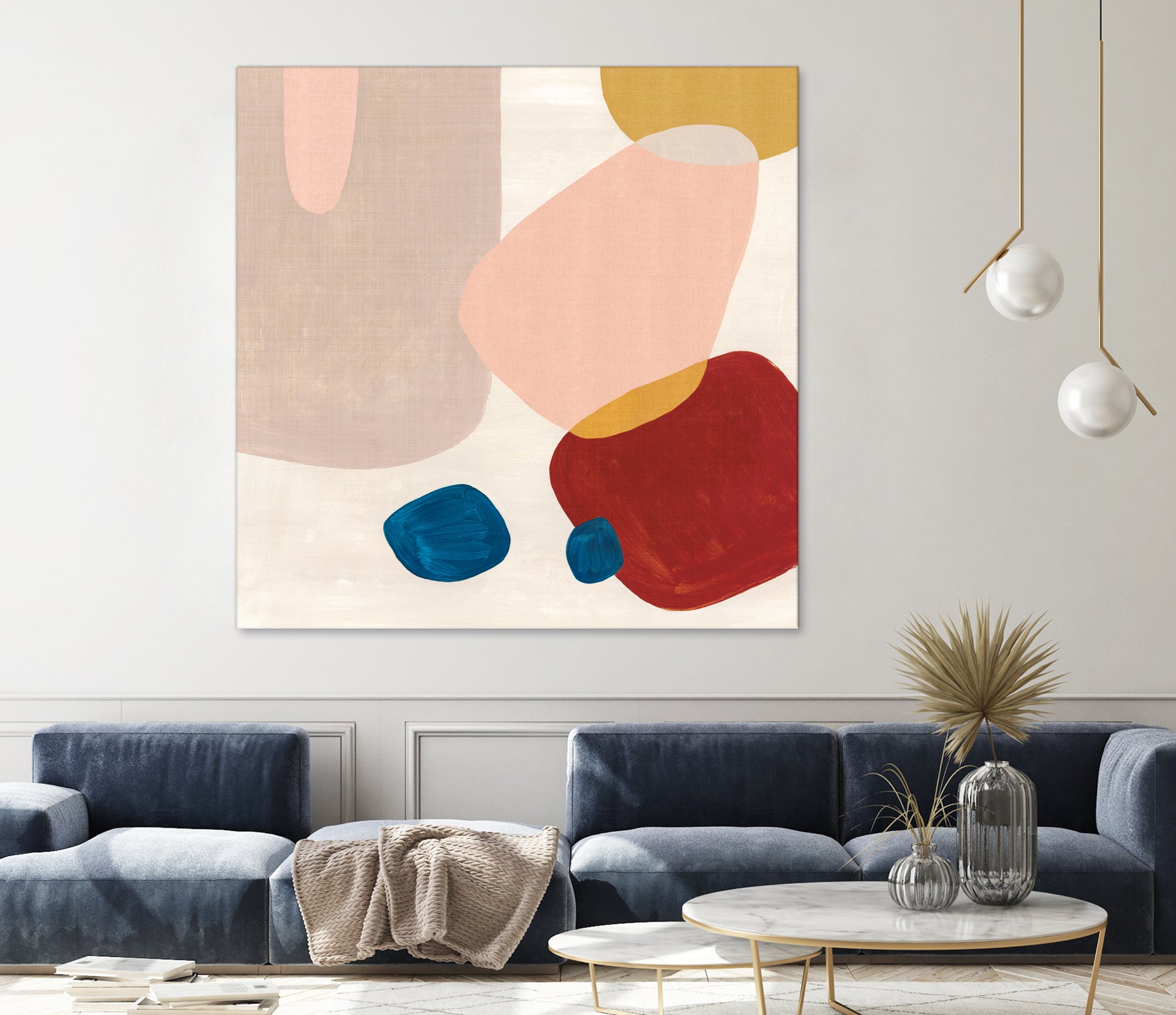 Pink Pebbles III by Eva Watts on GIANT ART - blue  shapes 