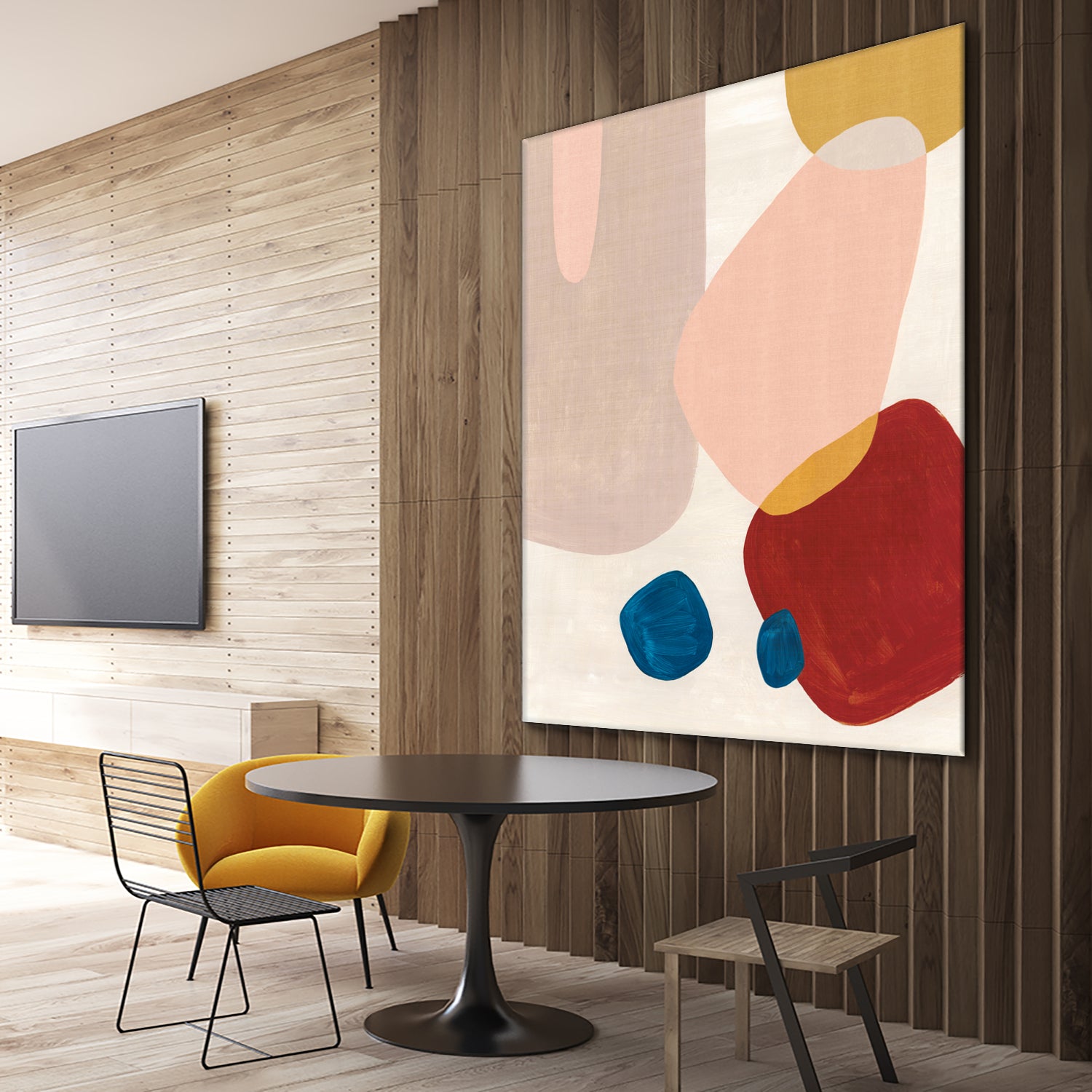 Pink Pebbles III by Eva Watts on GIANT ART - blue  shapes 