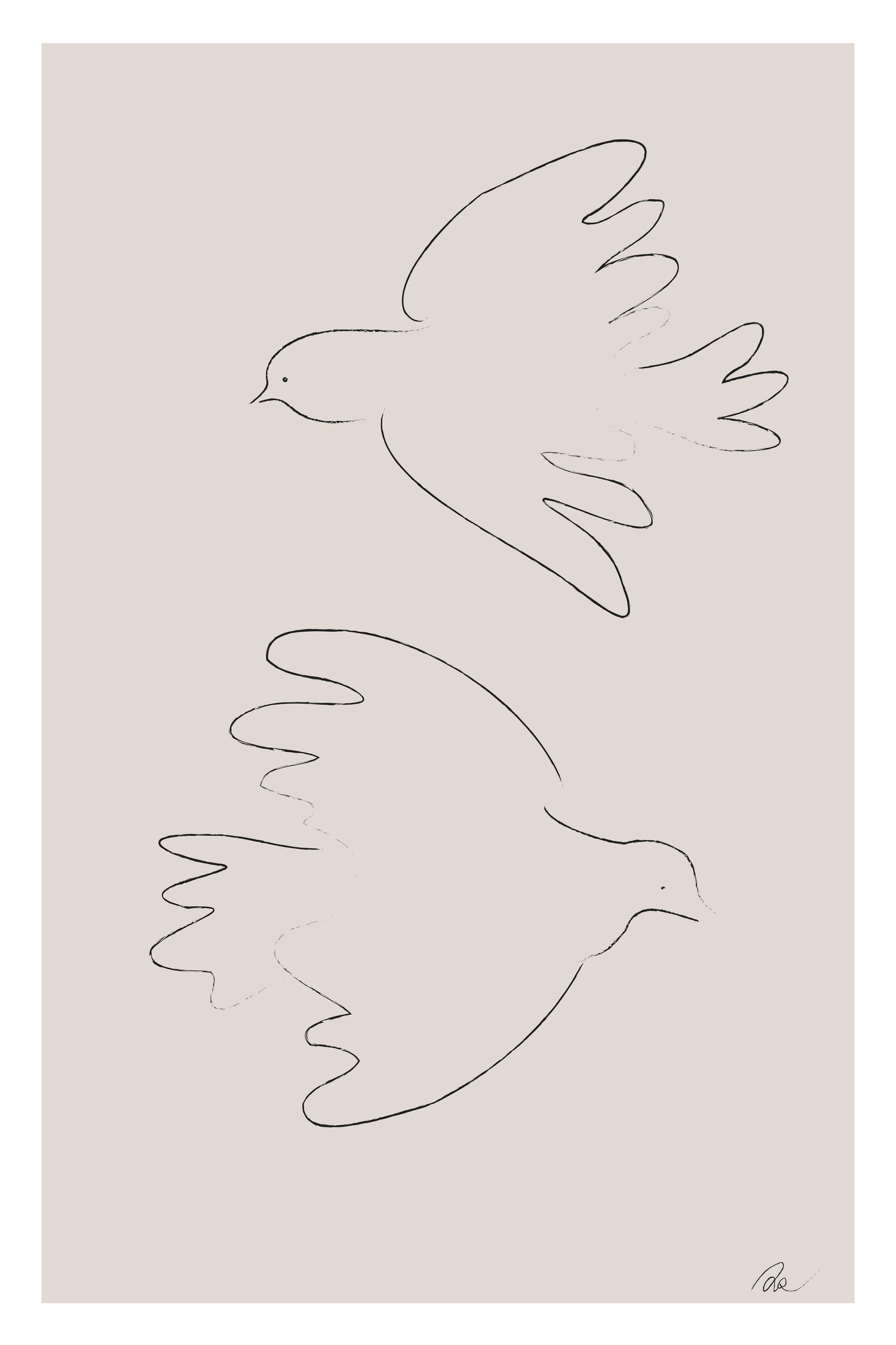 Two Doves by Pictufy on GIANT ART - line art dove