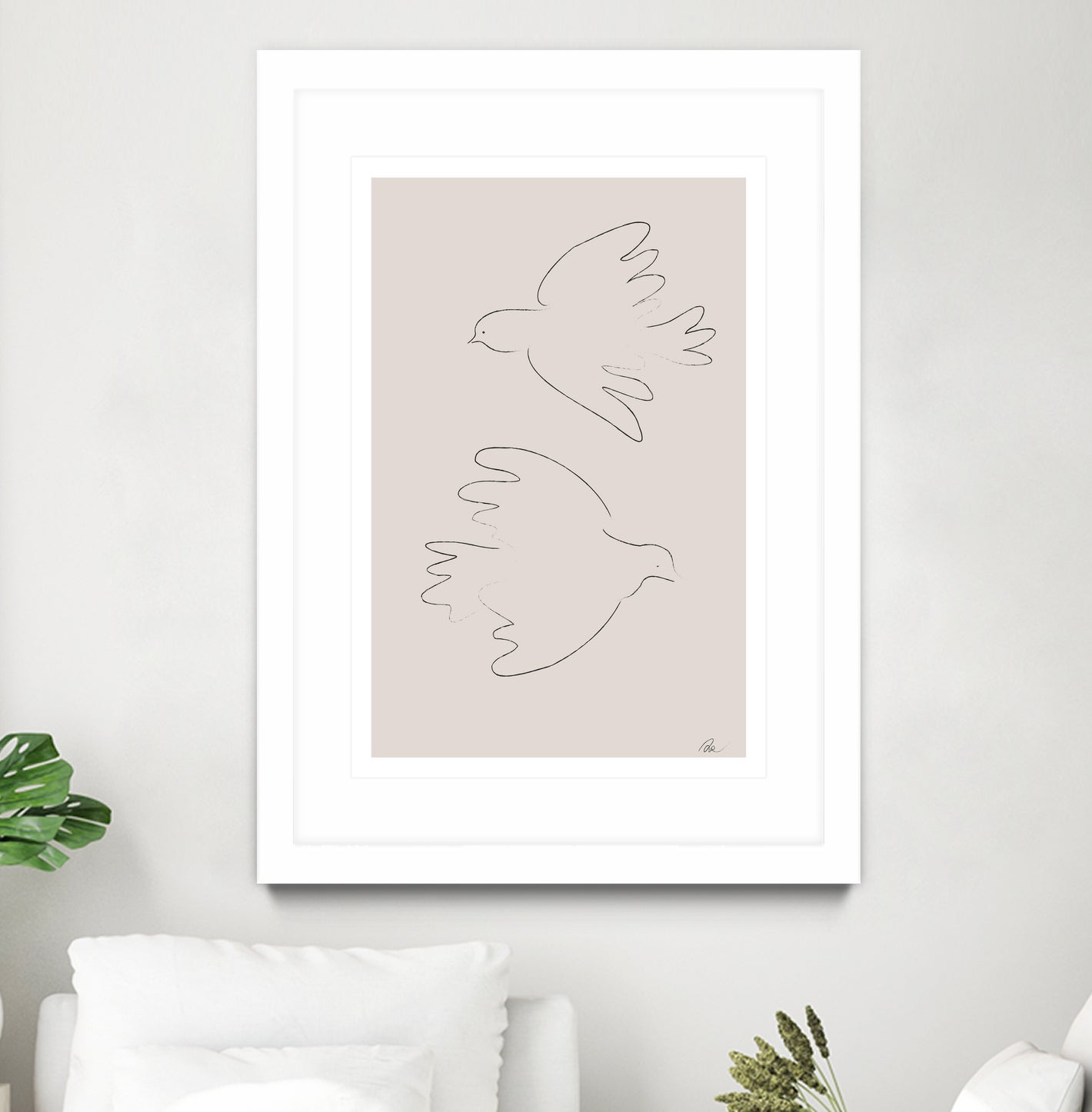 Two Doves by Pictufy on GIANT ART - line art dove