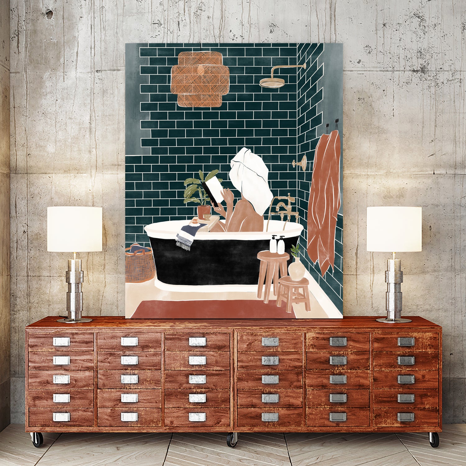 Bathroom Babe by Ivy Green Illustrations on GIANT ART - home illustration home