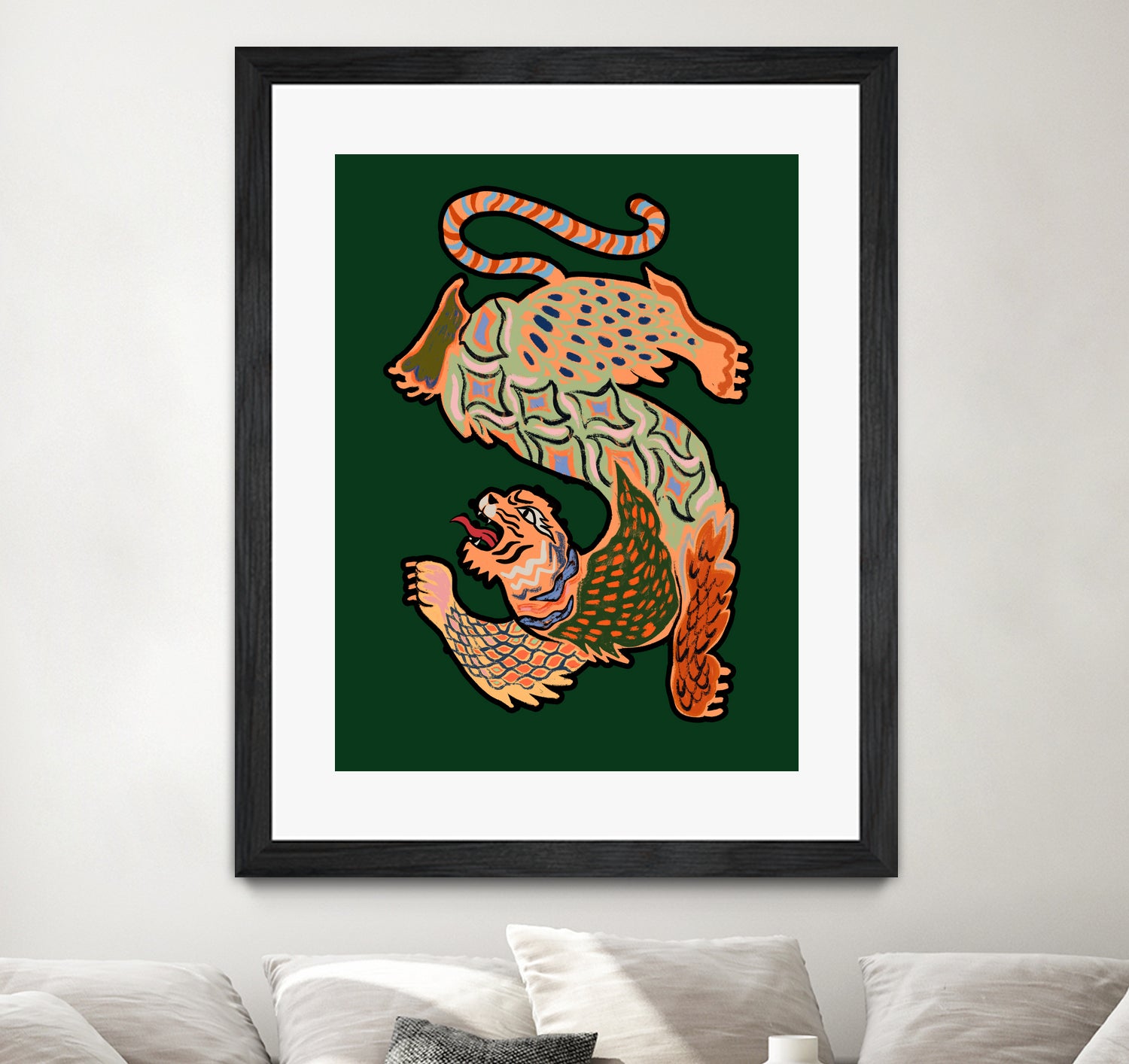 Asiantiger Green by Arty Guava on GIANT ART - illustration green background