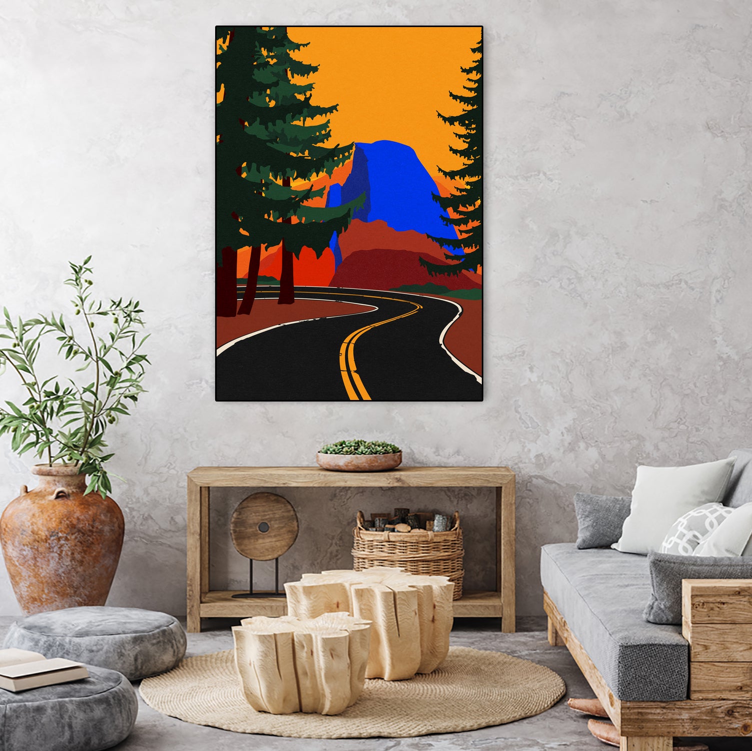 Clacier Road With Half Dome by Rosi Feist on GIANT ART - illustration half dome