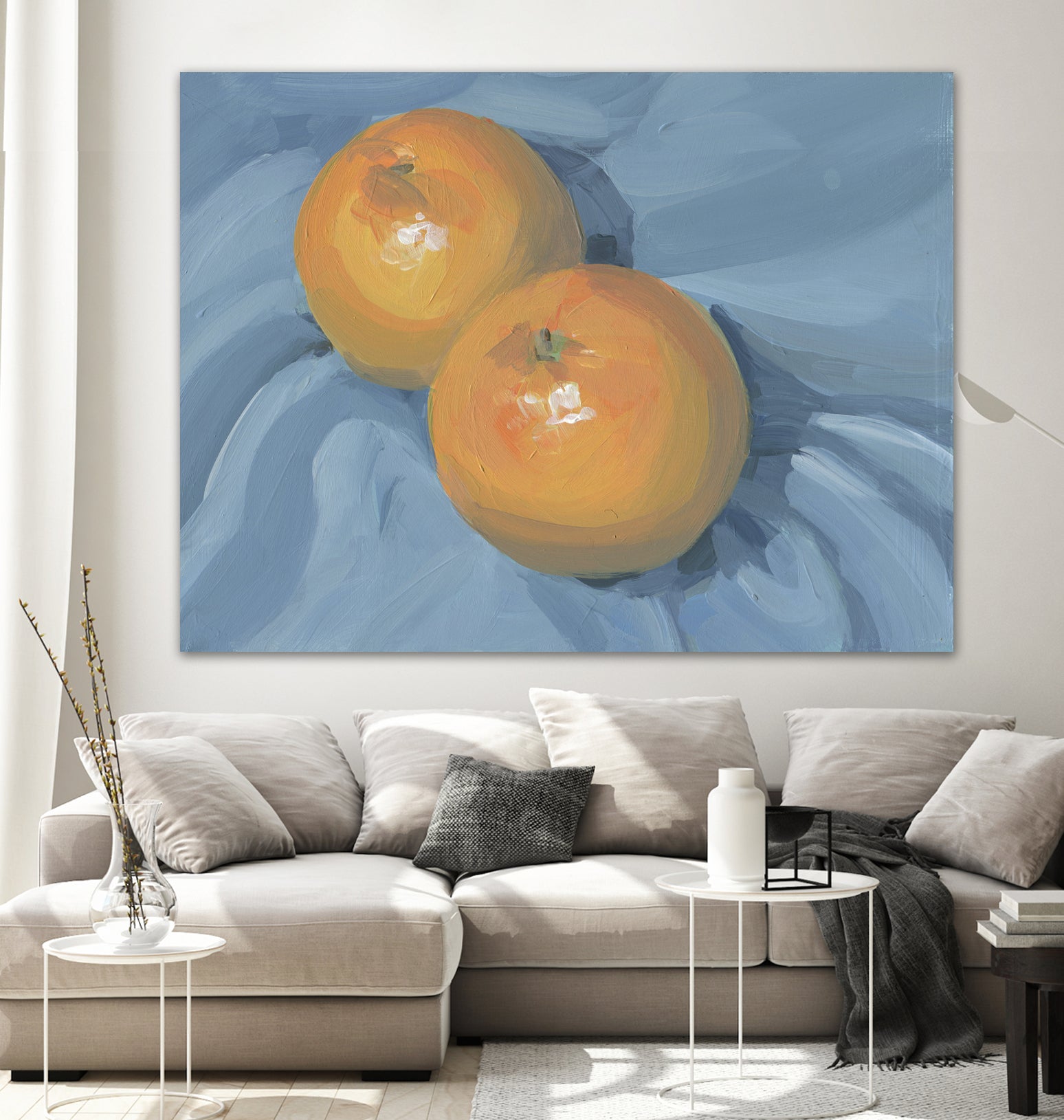 Oranges on Blue by Carrie on GIANT ART - illustration painterly