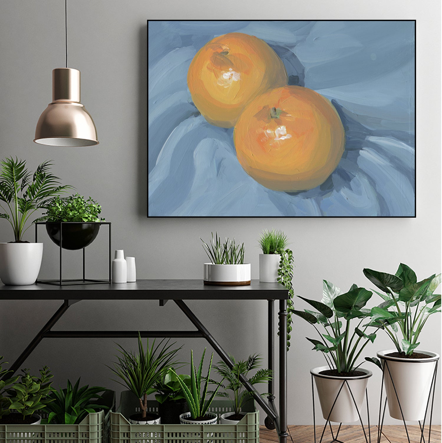 Oranges on Blue by Carrie on GIANT ART - illustration painterly