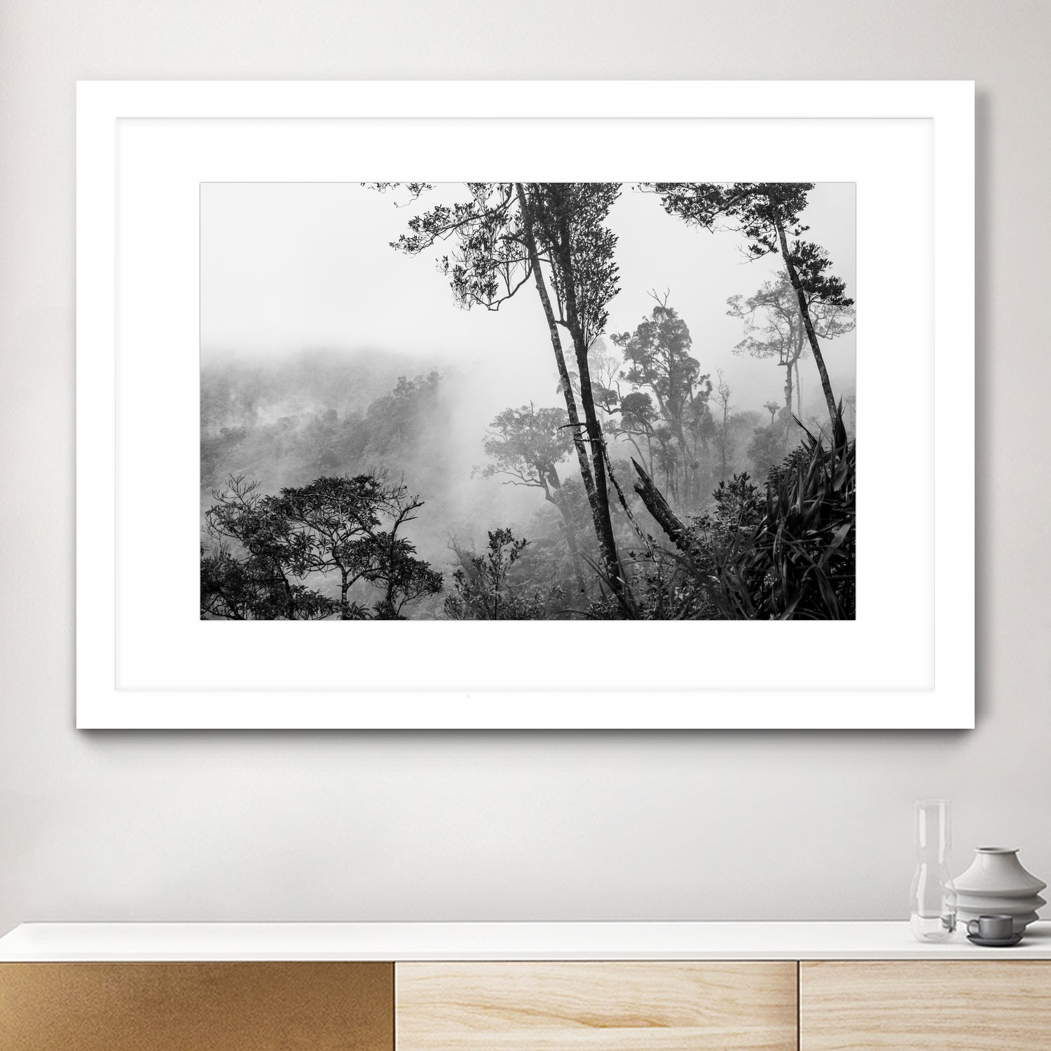 Trees in misty forest by Photolovers on GIANT ART - photograhy forest