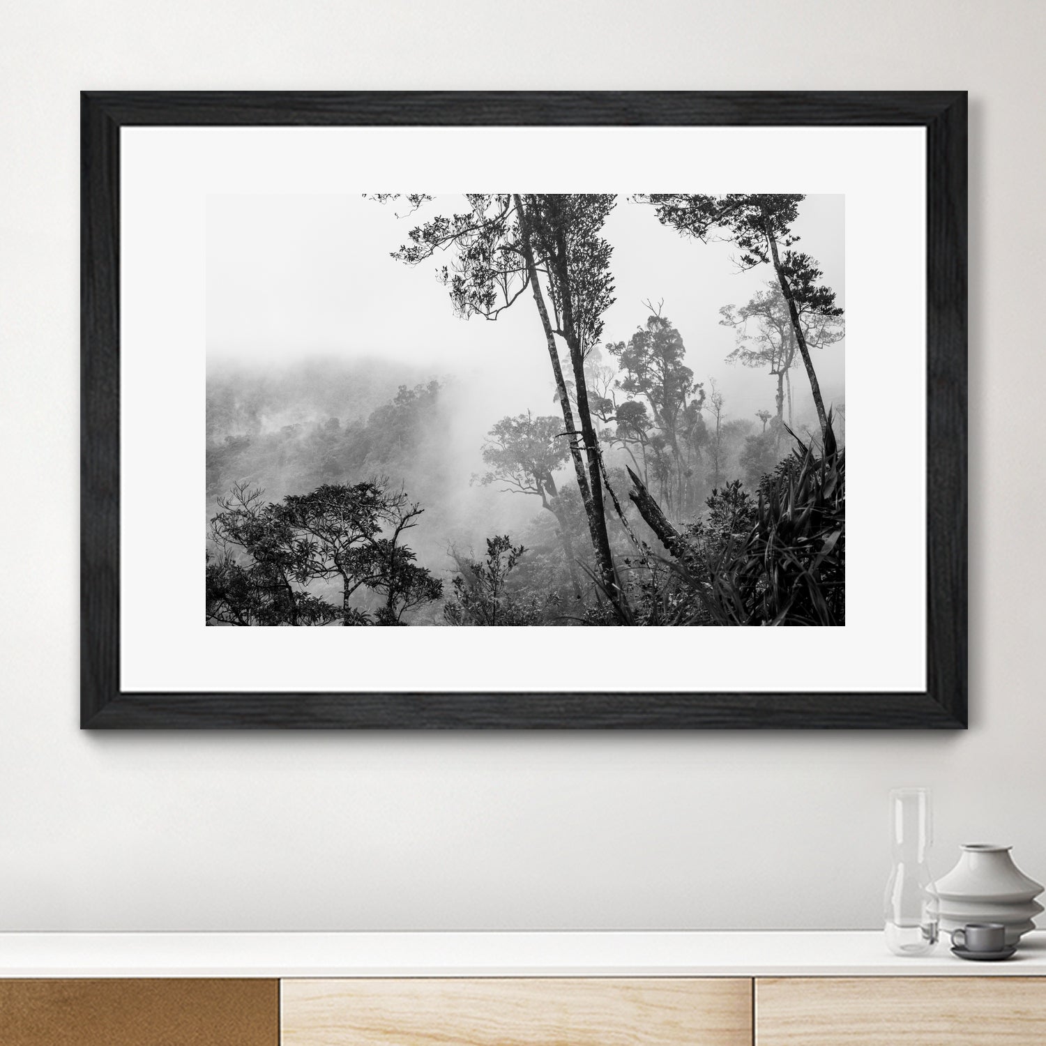 Trees in misty forest by Photolovers on GIANT ART - photograhy forest