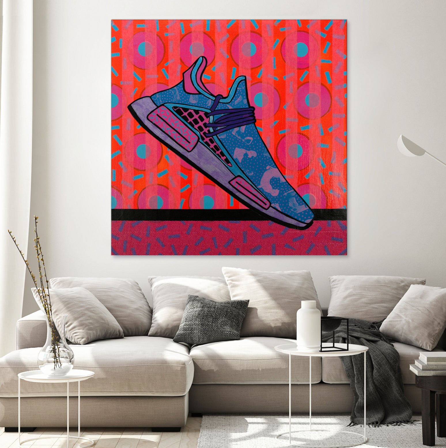 Sky Blue by David Galan  on GIANT ART - pink illustration running shoes