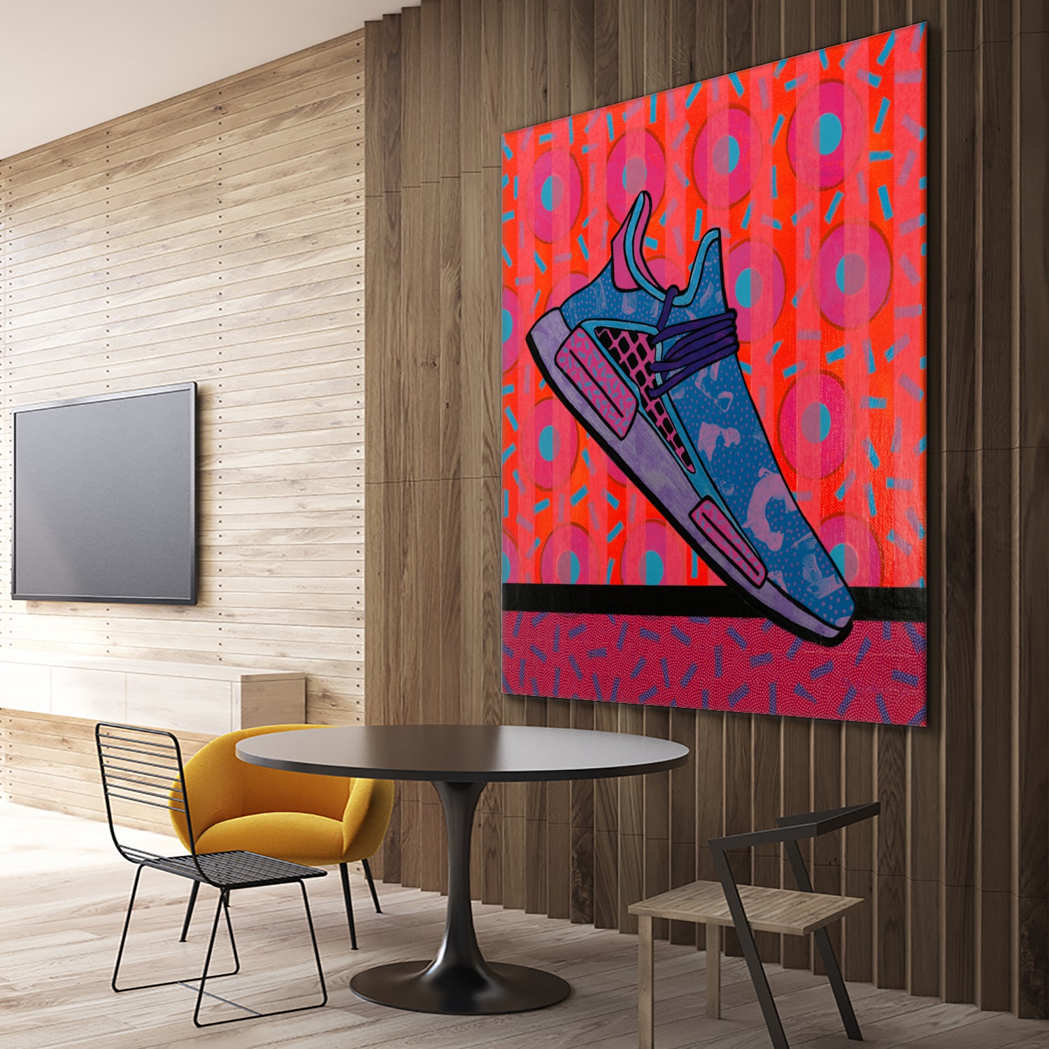 Sky Blue by David Galan  on GIANT ART - pink illustration running shoes