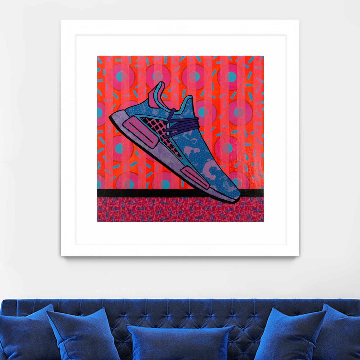 Sky Blue by David Galan  on GIANT ART - pink illustration running shoes