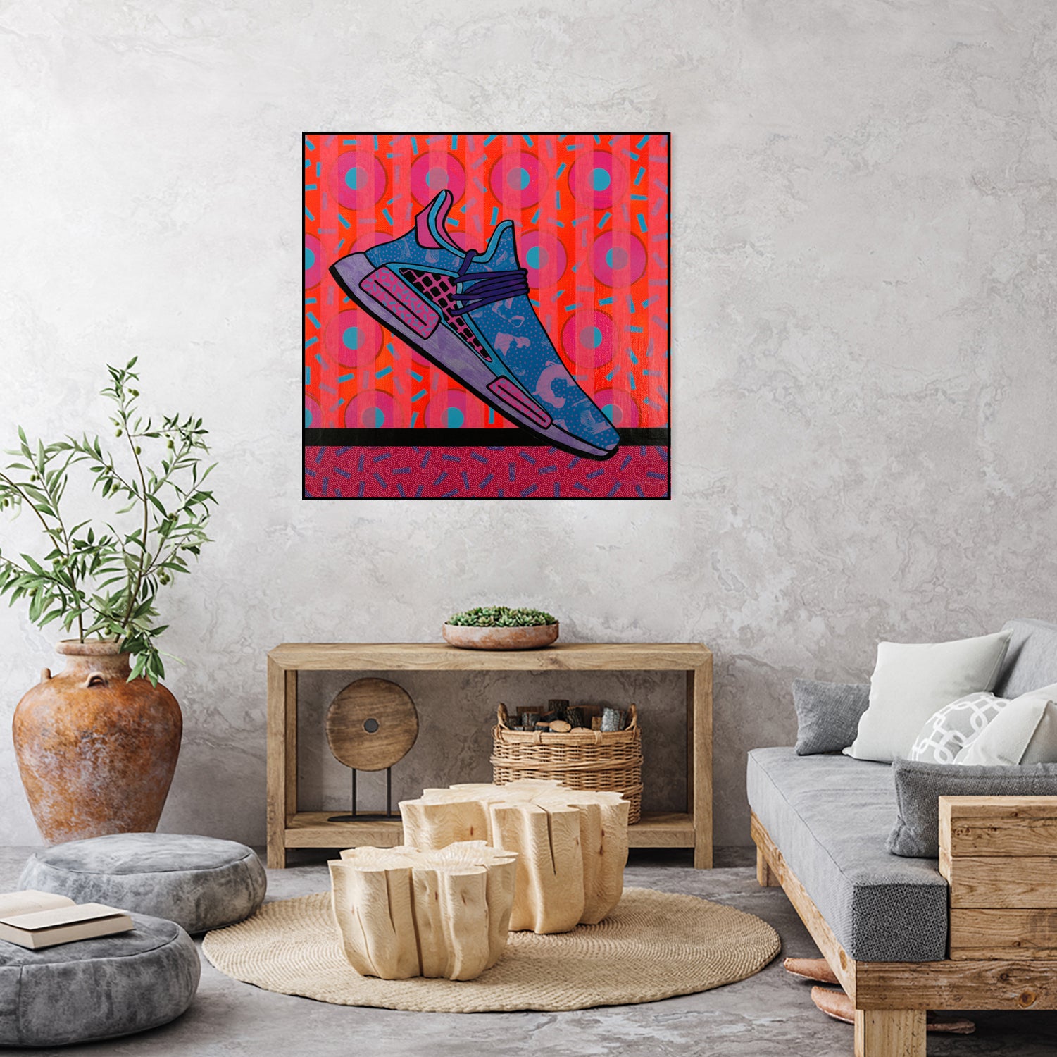 Sky Blue by David Galan  on GIANT ART - pink illustration running shoes