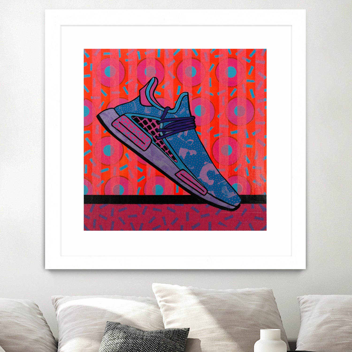 Sky Blue by David Galan  on GIANT ART - pink illustration running shoes