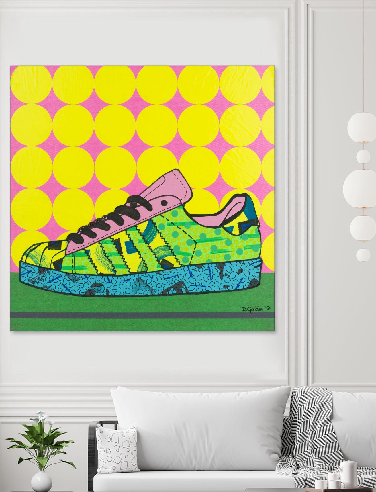 Superstar Green Pink Blue by David Galan on GIANT ART - green illustration sneeker