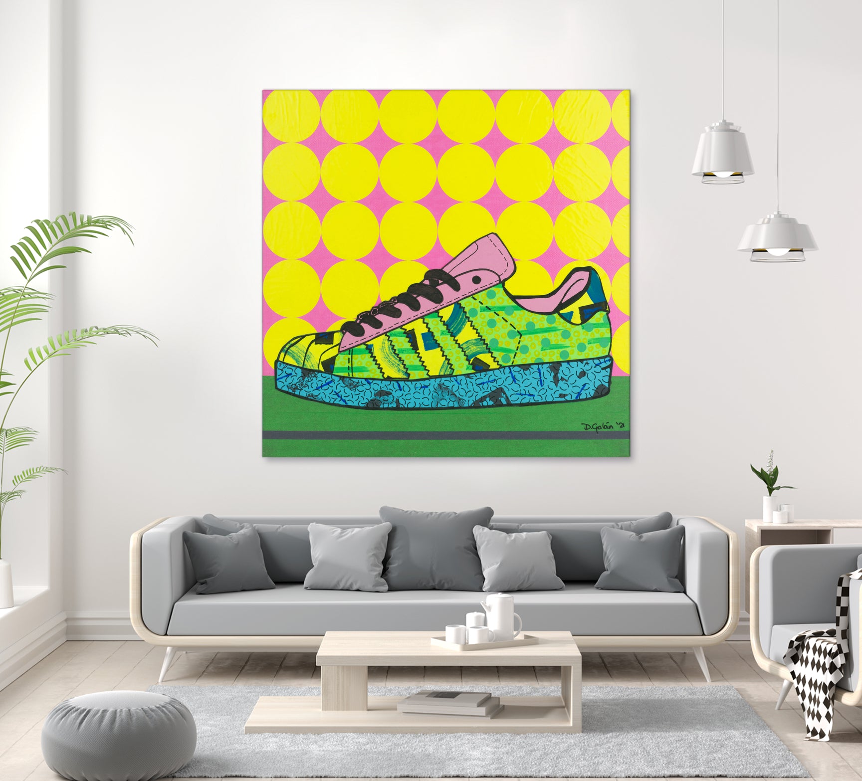 Superstar Green Pink Blue by David Galan on GIANT ART - green illustration sneeker