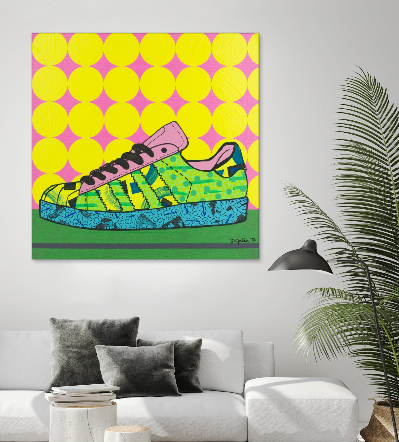 Superstar Green Pink Blue by David Galan on GIANT ART - green illustration sneeker