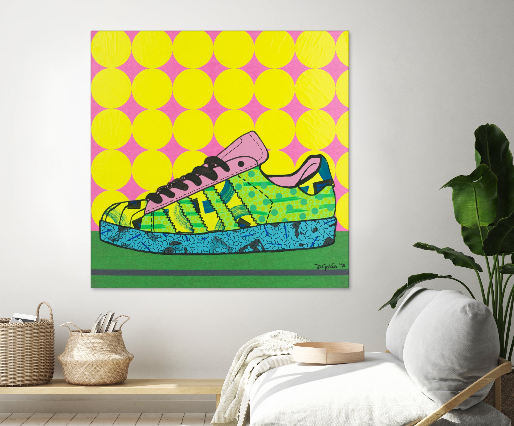 Superstar Green Pink Blue by David Galan on GIANT ART - green illustration sneeker