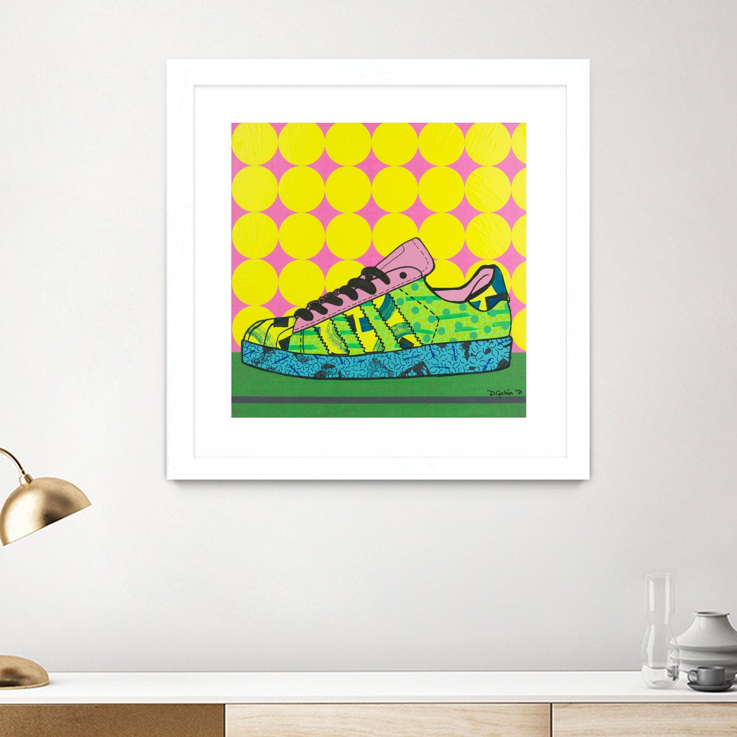 Superstar Green Pink Blue by David Galan on GIANT ART - green illustration sneeker