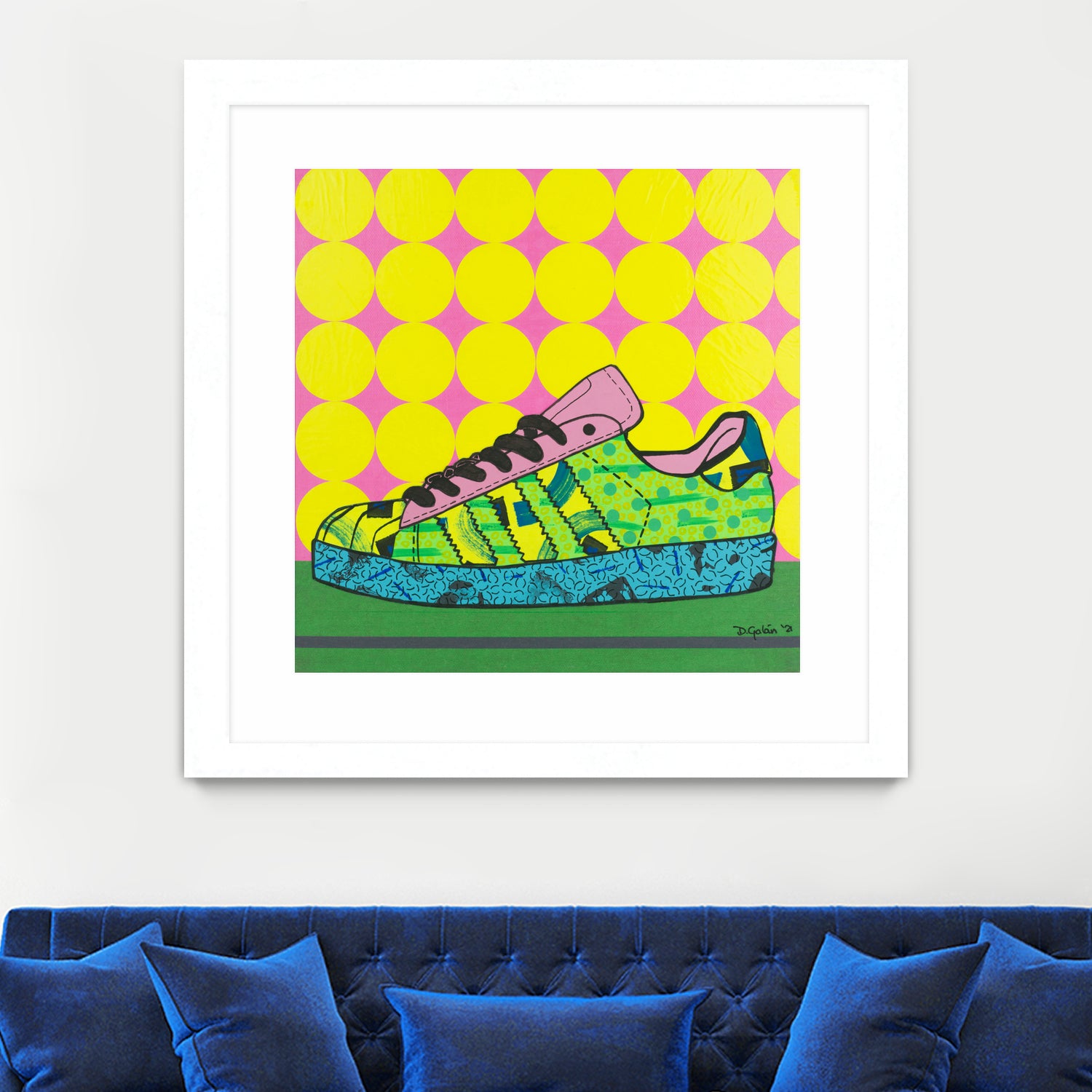 Superstar Green Pink Blue by David Galan on GIANT ART - green illustration sneeker