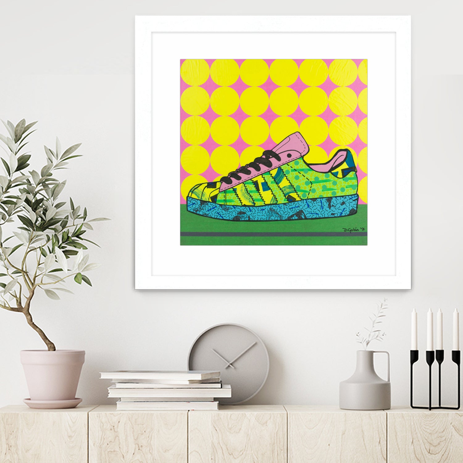 Superstar Green Pink Blue by David Galan on GIANT ART - green illustration sneeker