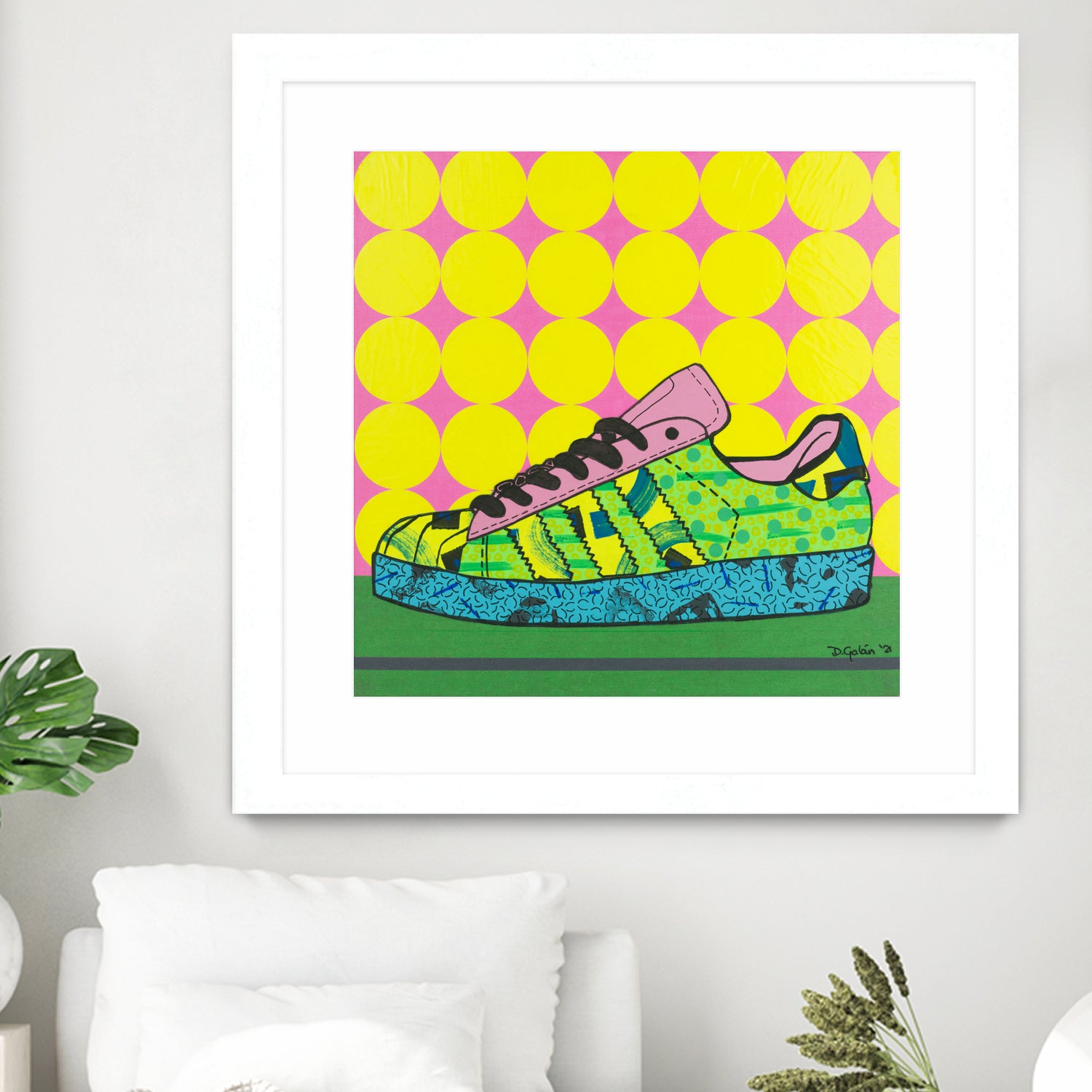 Superstar Green Pink Blue by David Galan on GIANT ART - green illustration sneeker