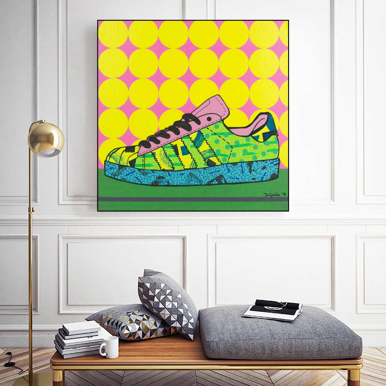 Superstar Green Pink Blue by David Galan on GIANT ART - green illustration sneeker